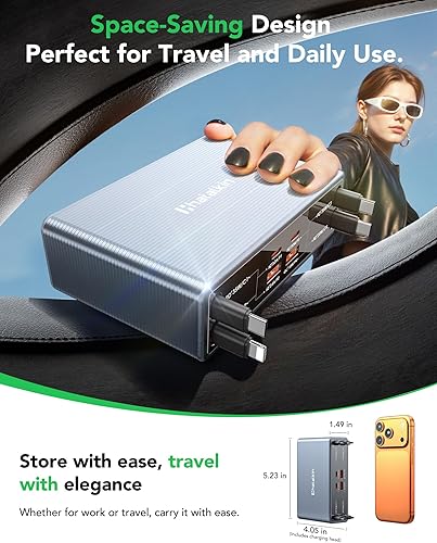 Miniatura 8 de Cargador USB C retráctil 8 en 1, concentrador de estación de carga rápida USB Gan de 105 W para múltiples dispositivos Apple Samsung, cargador