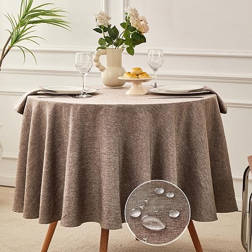 Mantel rectangular, impermeable y resistente a las manchas, estilo de lino, estilo granja, lavable de imitación decorativo, mantel de tela para