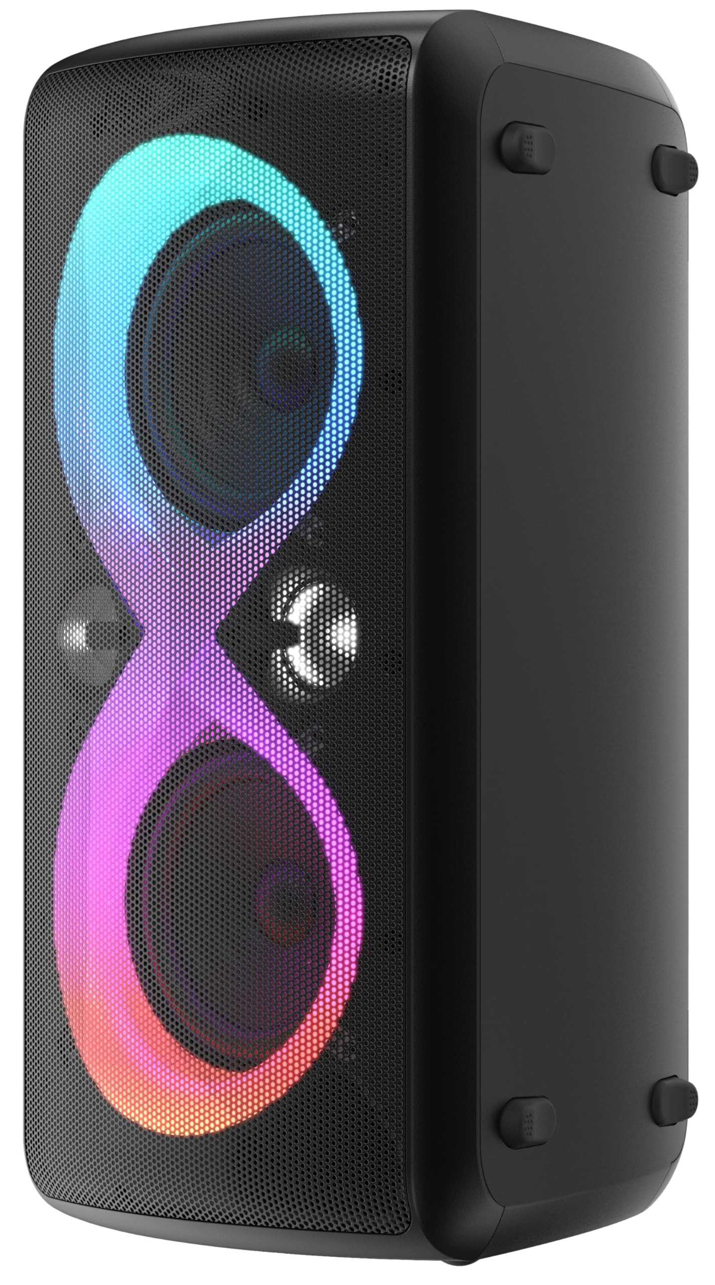 Majestic FIRE 90 – Speaker Wireless audio 5.3, Luci LED 7 effetti, ingressi USB/Micro SD/AUX/Mic/Chitarra, Uscita Monitor, Funzione Karaoke, Batteria ricaricabile, Impugnatura per il trasporto
