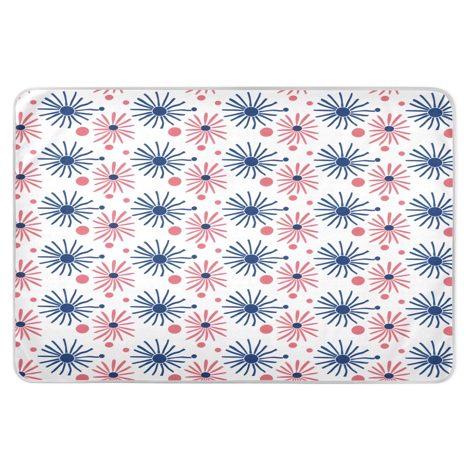 CEBUGI 34” x 52”Washable Underpads Heavy Absorbency Waterproof Incontinence Bed Pads Independence Day Firework Pee Pads for Adults Kids and Baby