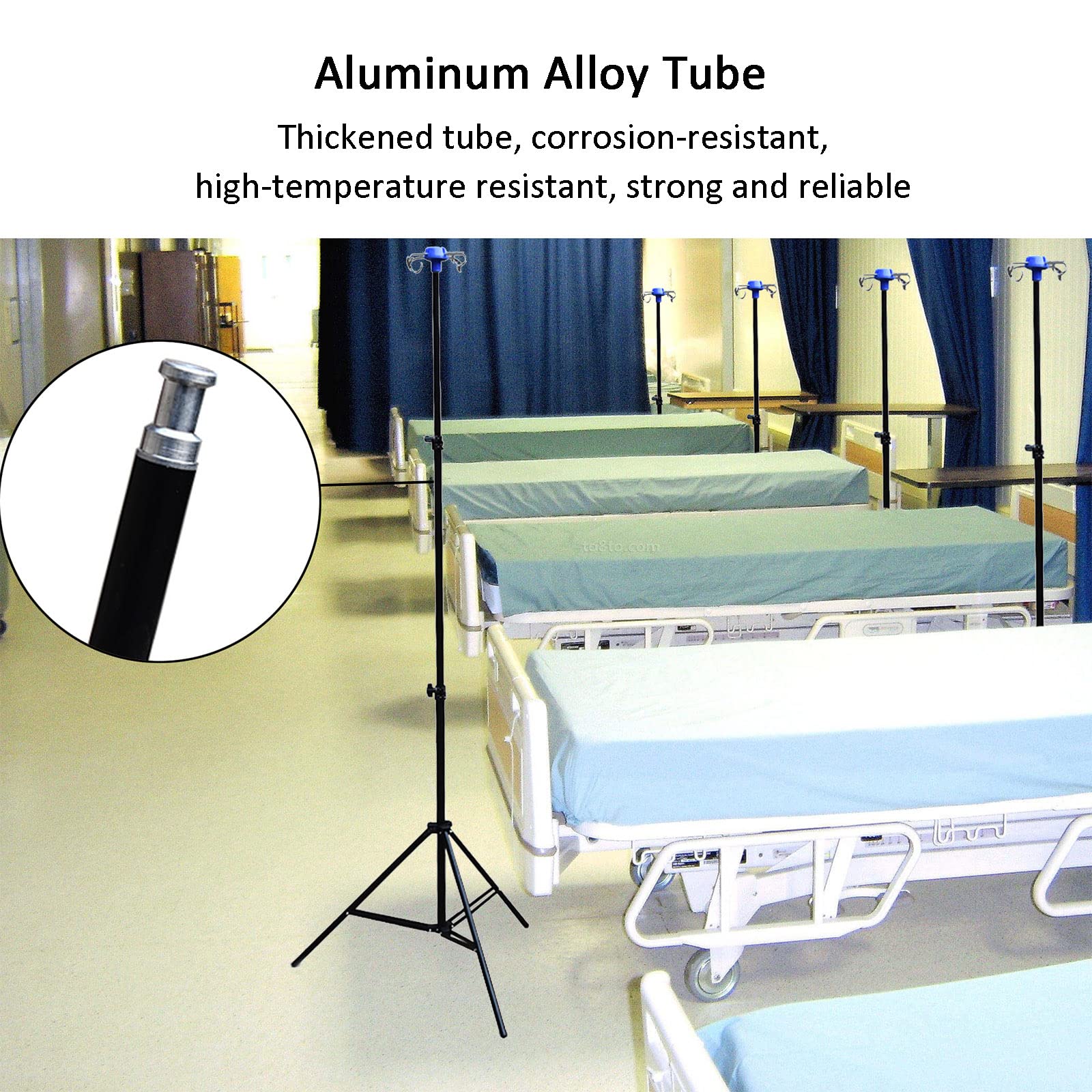 Soporte para suero intravenoso, Soporte para suero intravenoso portátil, Soporte de infusión Plegable, Soporte para Goteo de Botellas médicas móvil, Soporte de Aluminio, Altura Ajustable de