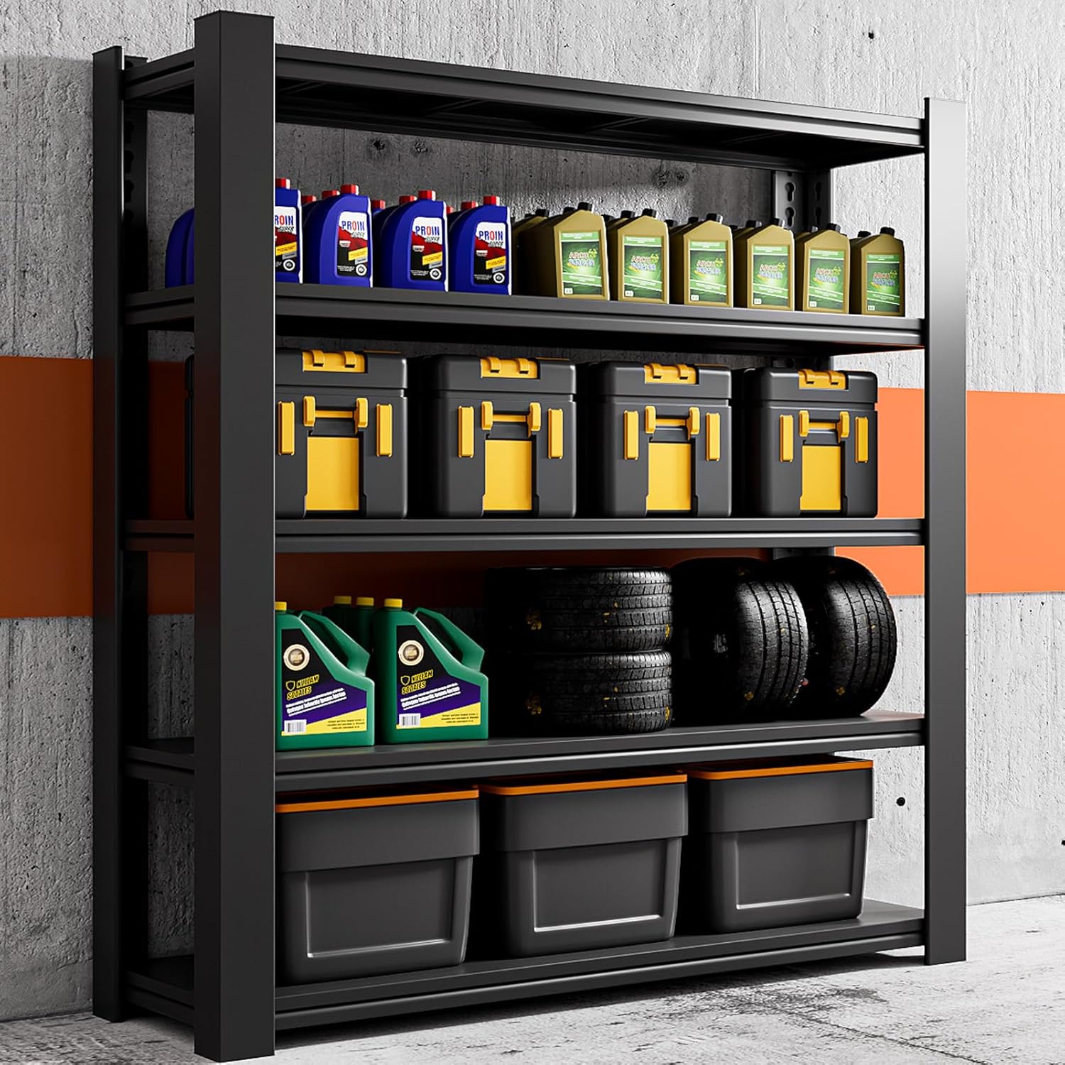 72" H*50" W Garage Shelving, Industrial 5-Tier Metal Shelving Storage with Adjustable Garage Storage Rack, Shelving Utility Shelf Rack for Warehouse Shelving Storage