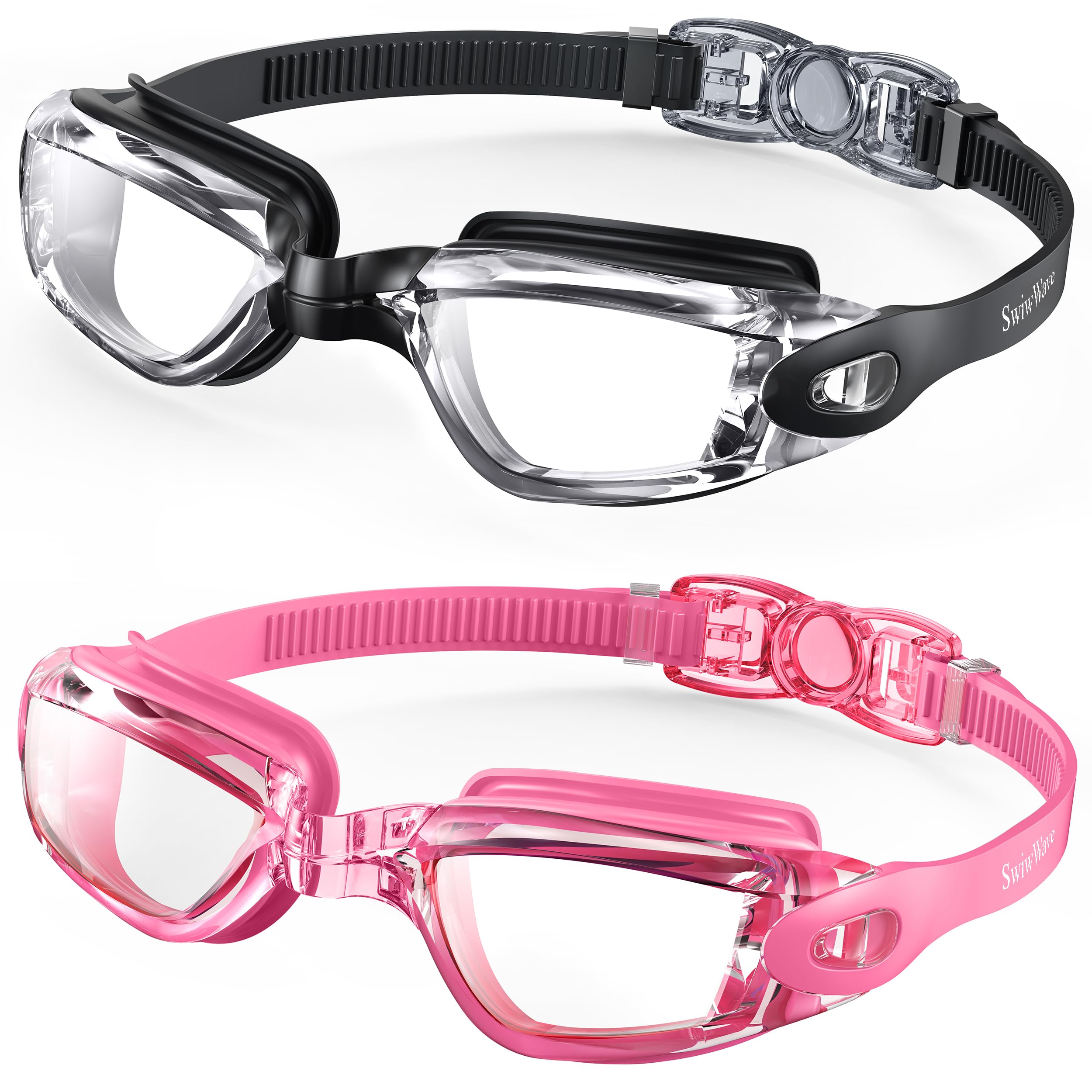 SwiwWave Swim Goggles 2 Pack for Adult Youth, No Leaking with Storage Case