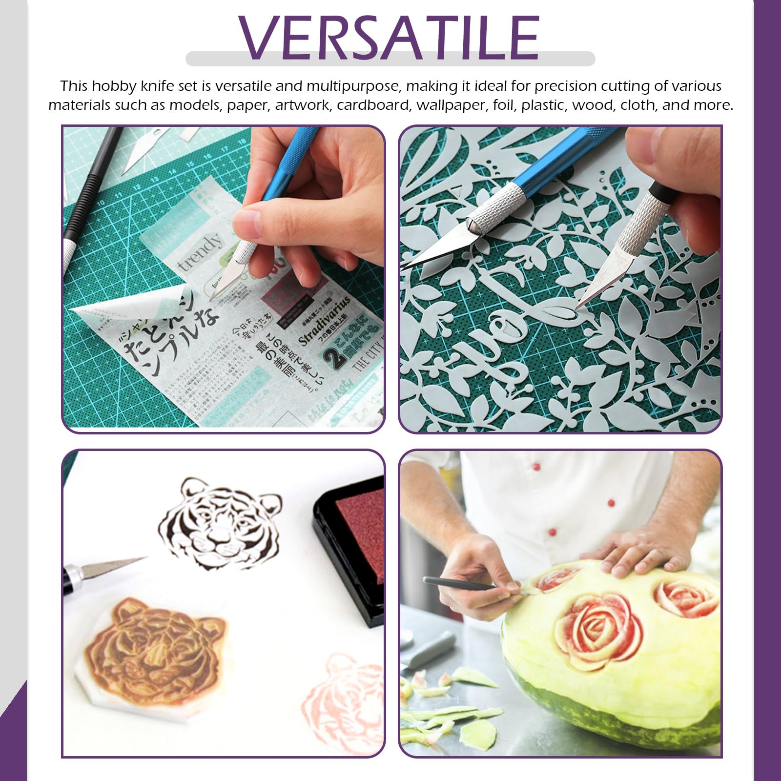 Set 30 Pezzi Coltelli Artigianali Di Precisione Swpeet – 5 Coltelli Colorati + 25 Lame Di Ricambio, Per Hobby E Modellismo
