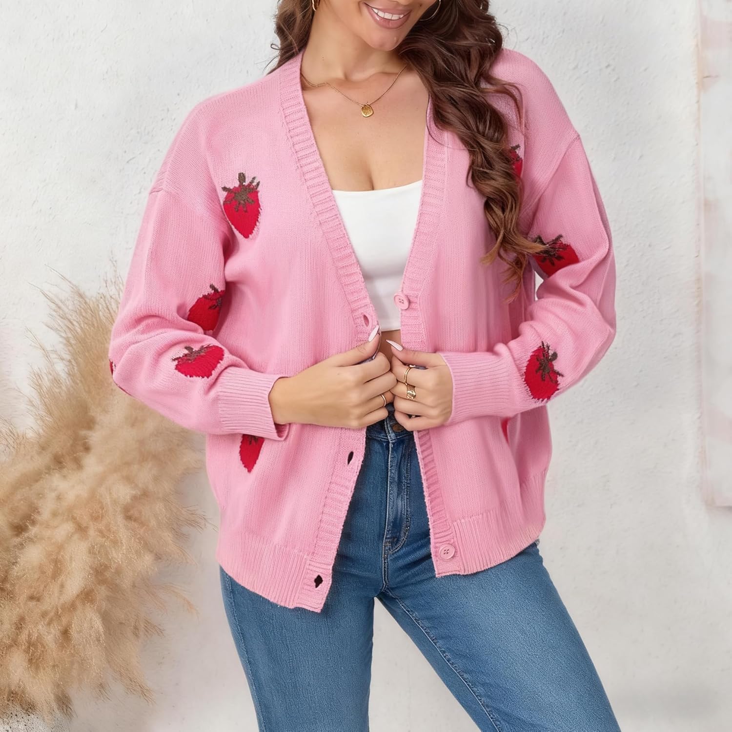 Cardigan Sweaters for Women Trendy Chunky Sweater V-Neck Long Sleeve Button Oversized Casual Outwear Coats - Image 3