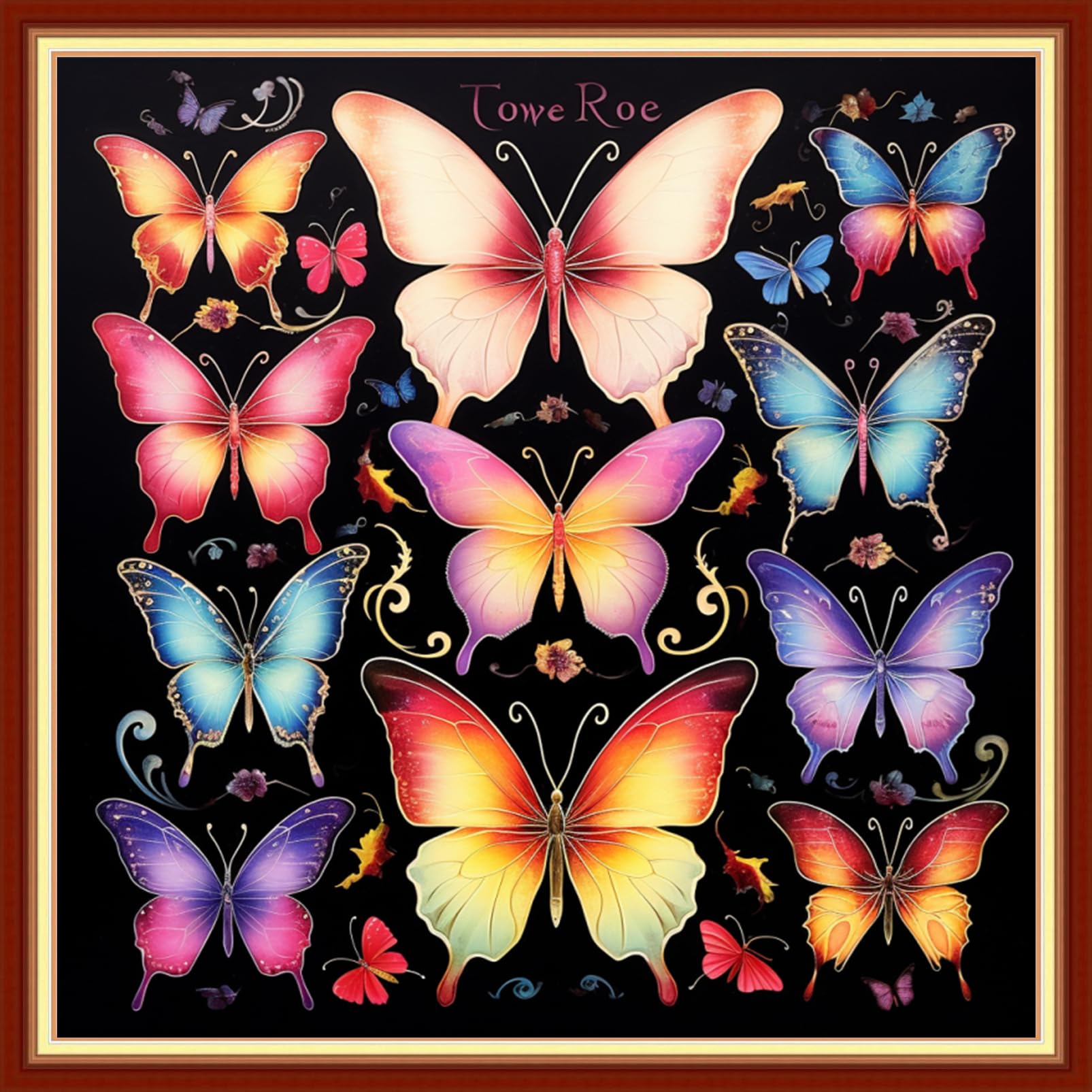 Findvoor Stamped Cross Stitch Kits for Beginners Full Range of Cross Stitching Embroidery Pattern for Adults, 11CT DIY Needlepoint Embroidery Starter Kits-Colorful Butterfly 17.7x17.7 inch