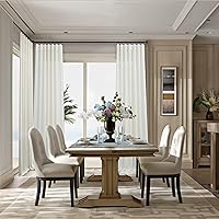 Vista 2 de Cortinas de lino crema de 102 pulgadas de largo para sala de estar, dormitorio, 2 paneles con bolsillo con pestaña trasera, filtro de luz, cortina