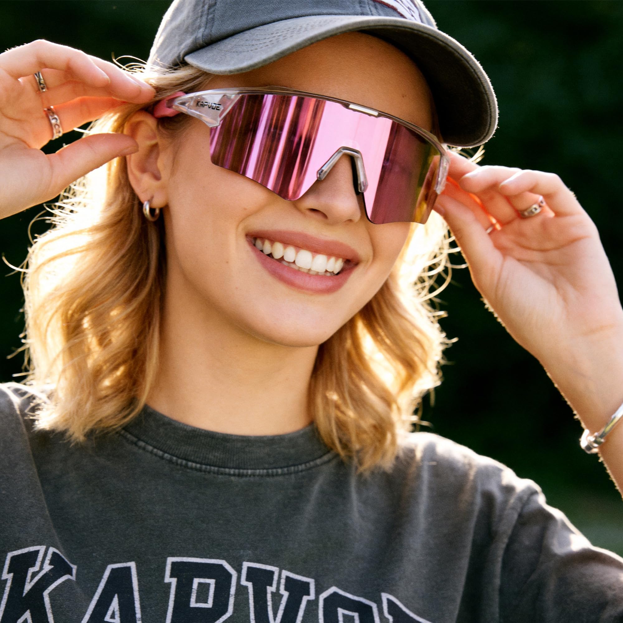 KAPVOE Polaryzowane okulary rowerowe dla mężczyzn i kobiet, okulary do jazdy na rowerze górskim, 3 wymienne soczewki, oprawki TR90, sportowe okulary przeciwsłoneczne, ochrona UV400, do jazdy na