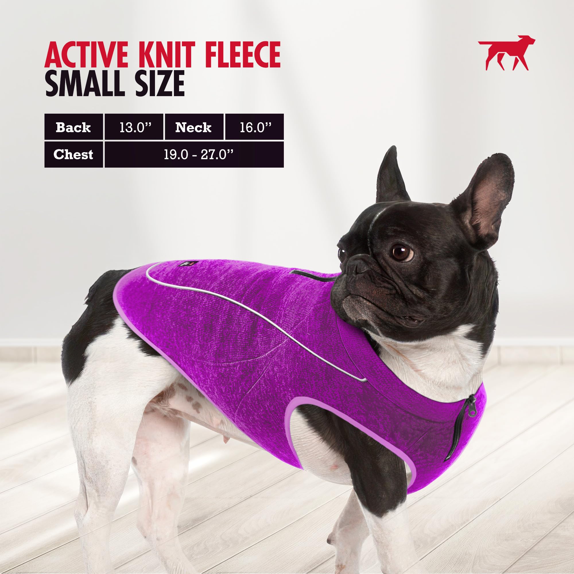Condition photo showing New/Like New for insulated fleece sweater for dogs | lightweight warm dog vest | zipper port for harness | cold weather winter jacket | rain snow repellant coat | adjustable for small medium large girl dogs (purple/s)