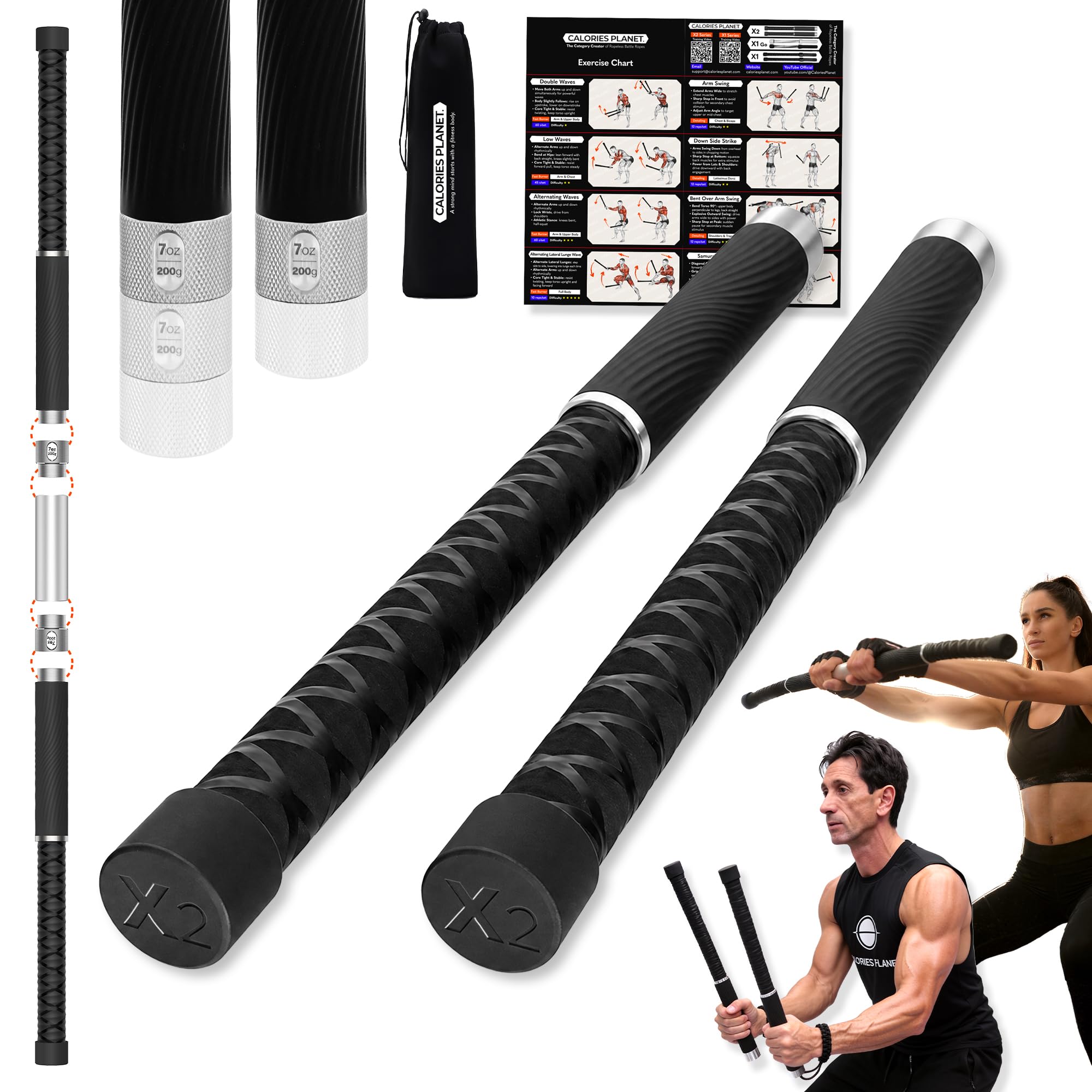 Amazon.com: Calories Planet X2 Ropeless Battle Ropes Adjustable