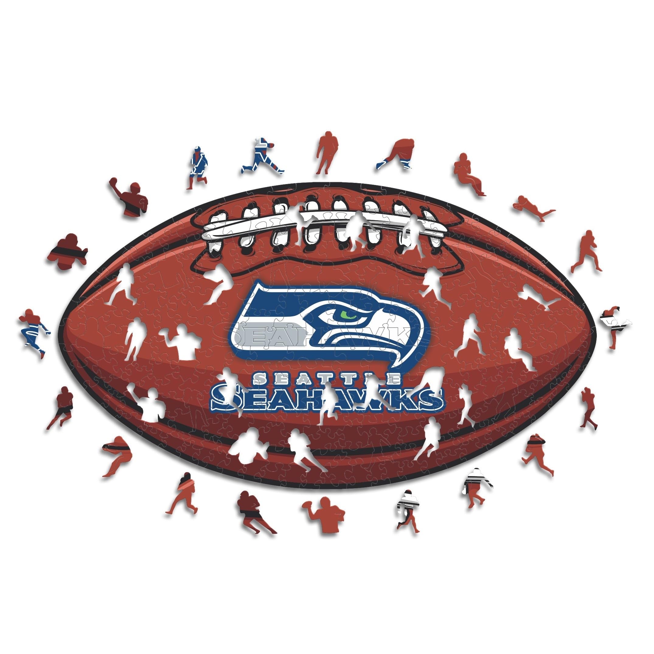 Iconic Puzzles, Seattle Seahawks crest, 100% eco-sustainable wooden puzzle with official license NFL, size M, 270 pieces