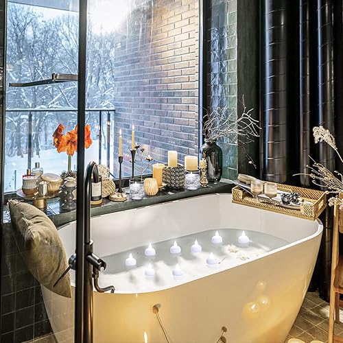 Miniatura 4 de Honoson 36 velas flotantes sin llama, impermeables, LED, velas flotantes, color blanco cálido, funcionan con pilas para decoración de San Valentín,