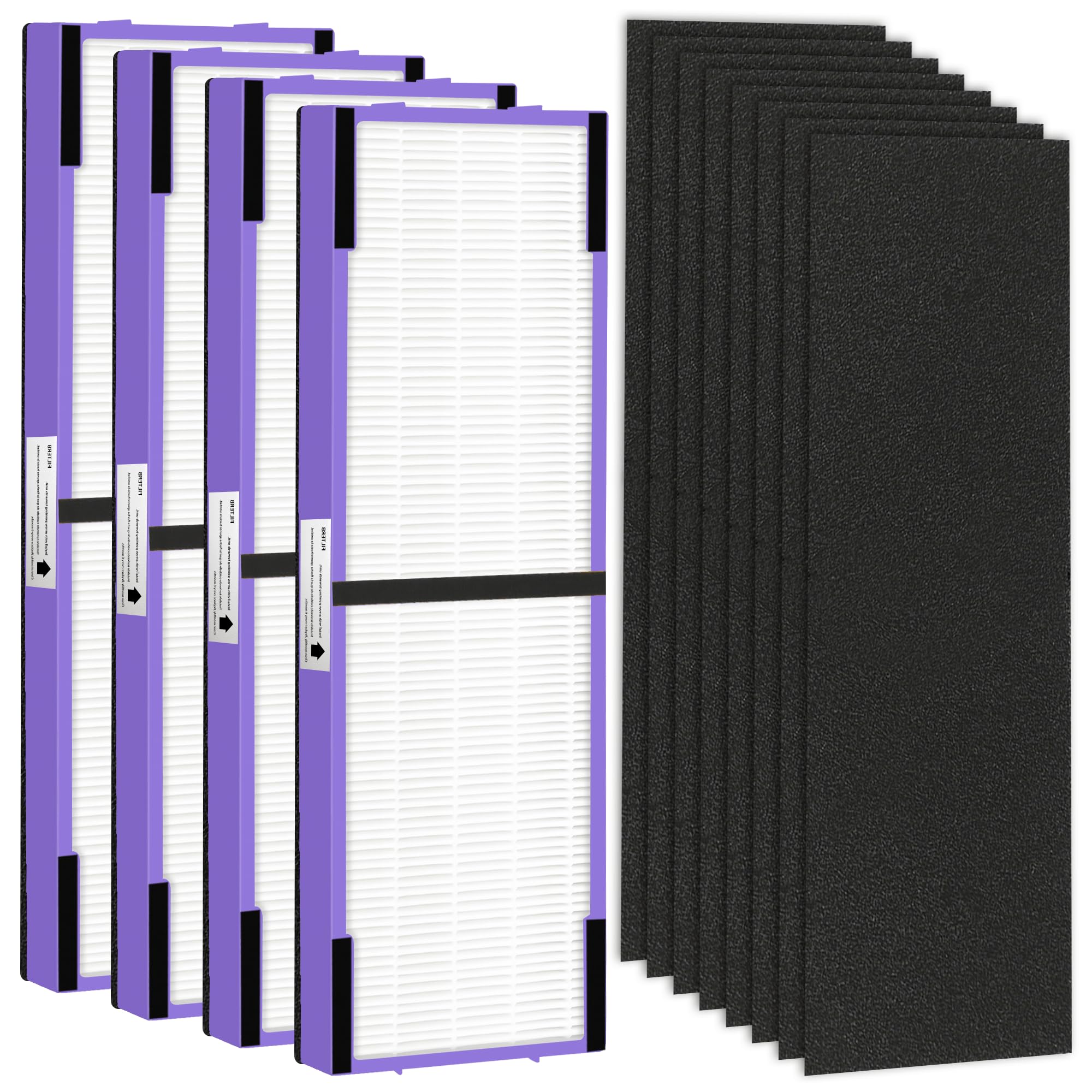 PullutyFLT4850PT HEPA Filter B Pet Replacement for Germ Guardian Air Purifier AC4825 AC4850PT AC4300 AC4800 AC4900 AC4850,4 H13 True HEPA Filters & 8 Activated Carbon Pre-Filters,# FLT4825