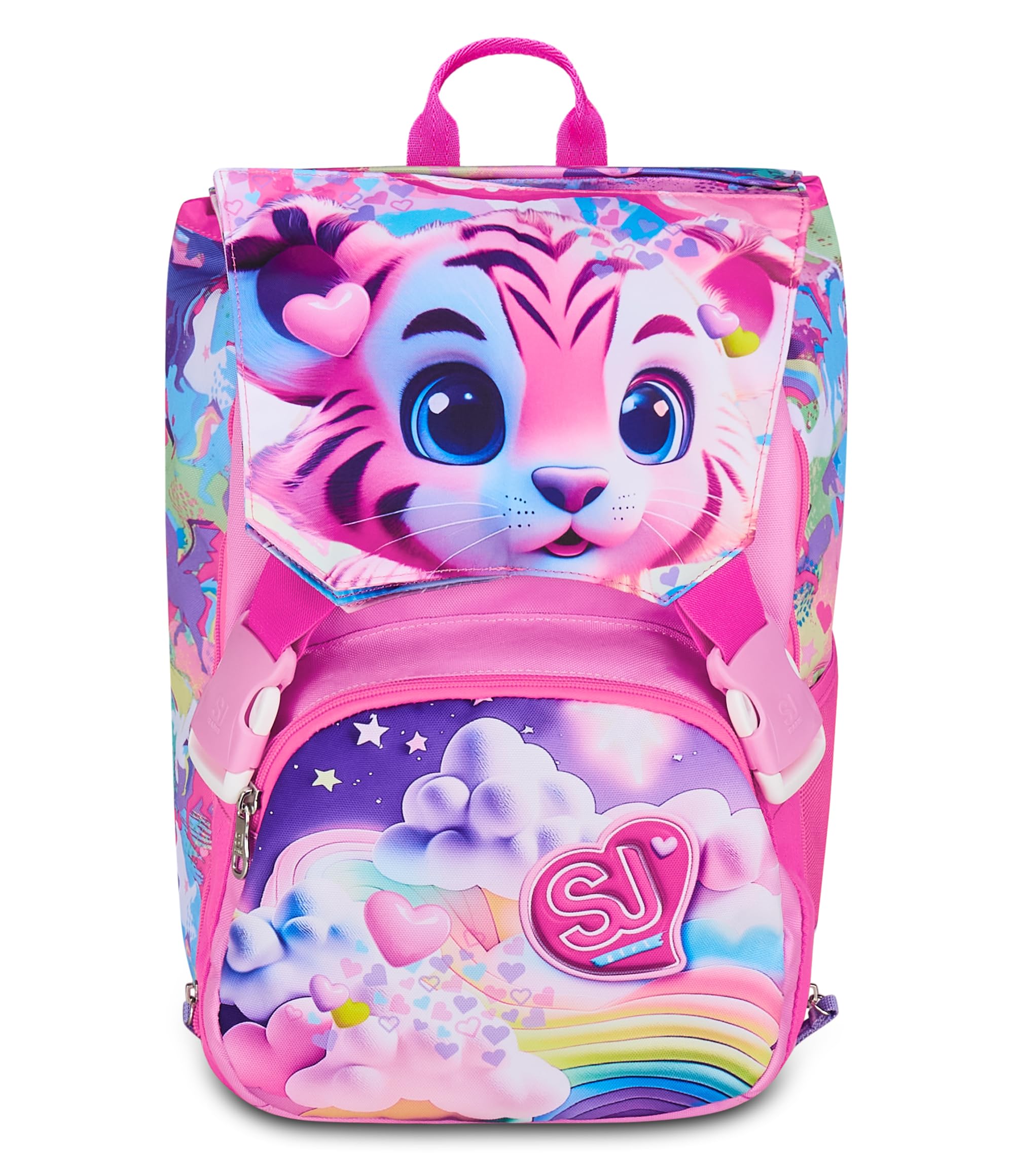 SJ GANG STYLE JAM GANG Zaino Doppio Scomparto Estensibile, Rosa, Maxi Capienza, Schienale Preformato, Bambina, Scuola Elementare