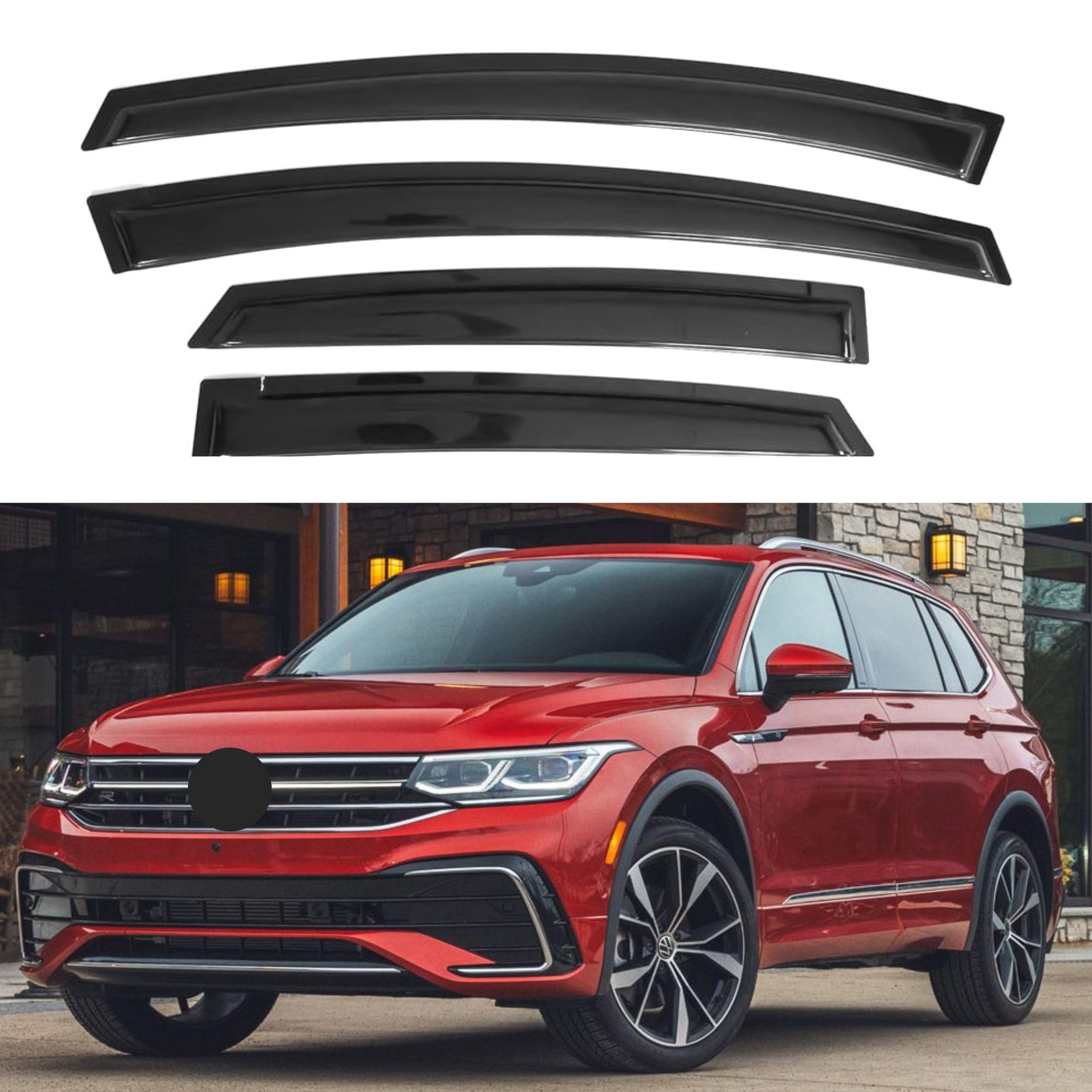 IG Window Visor for Volkswagen (VW) Tiguan 2018-2024, Rain Guard Tape-On Extra Durable Sun Wind Side Vent Window Deflector, 2018 2019 2020 2021 2022 2023 2024