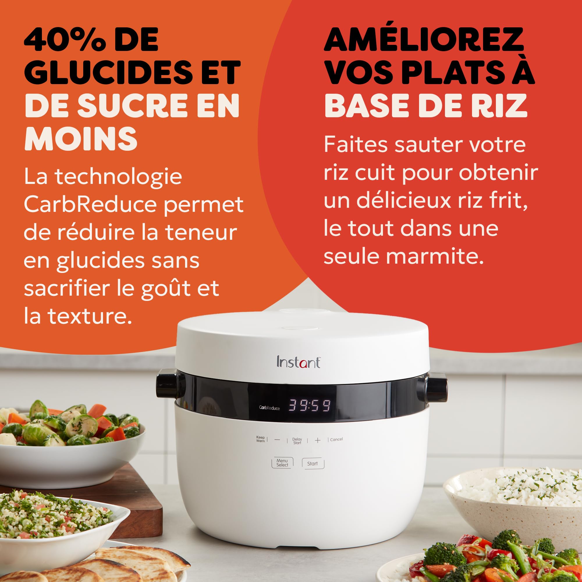 Instant Pot - Cuiseur de riz multi-grains à vapeur, 2,8 L (12 tasses), avec marmite anti-adhésive lavable au lave-vaisselle, panier vapeur en acier inoxydable, tasse à mesurer, cuillère à riz