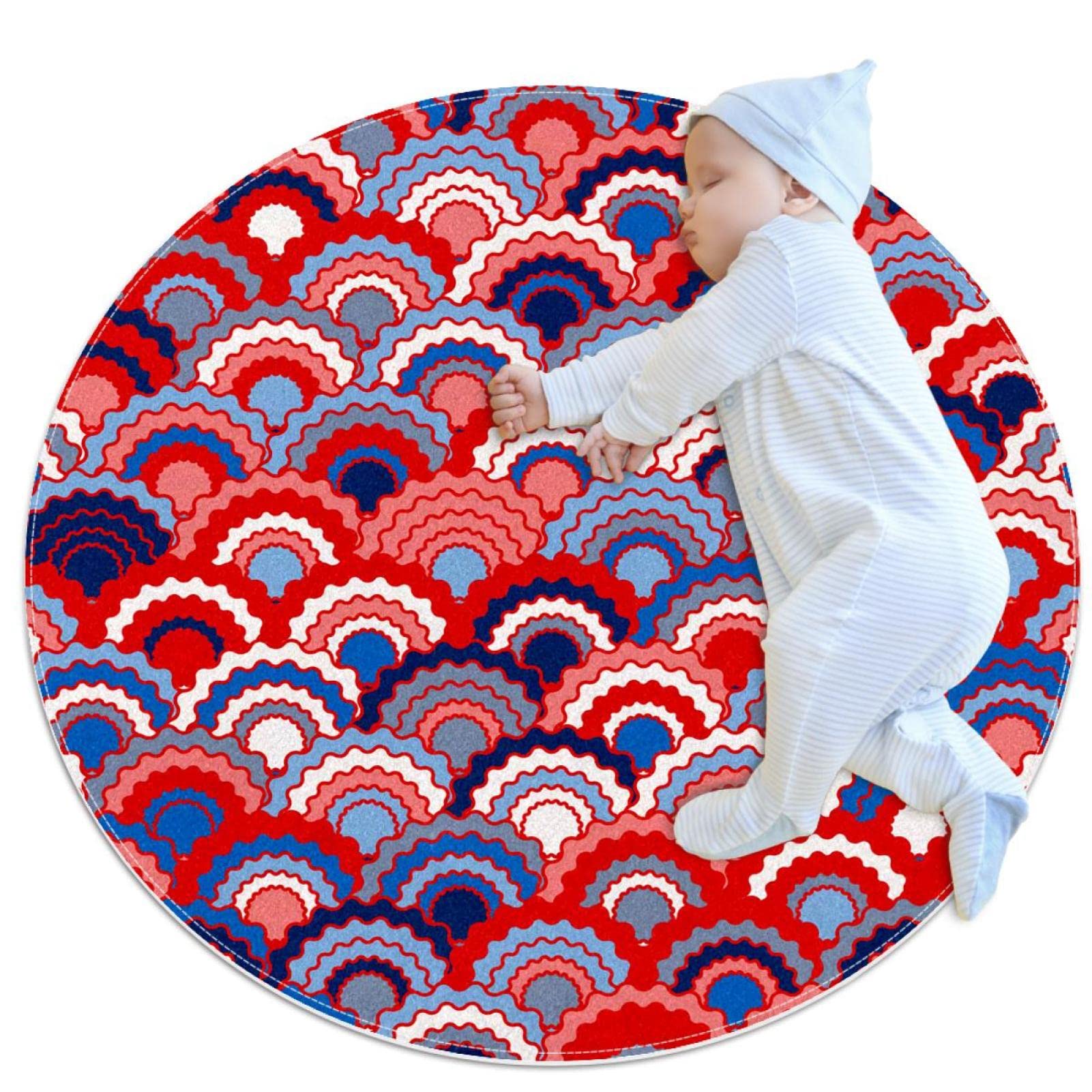 Tapis pour chambre d'enfant rond et coloré au style abstrait vintage