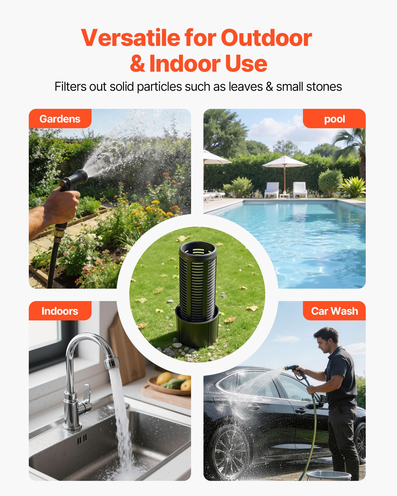 VEVOR Groupe de Surpression 1100 W Pompe avec Réservoir de Pression 19 L pour Puits Peu Profonds Arrosage Jardin, 5300 L/h, avec Filtre, Clapet Anti-retour, Surpresseur Auto, Pressostat 1,4-2,8 bar