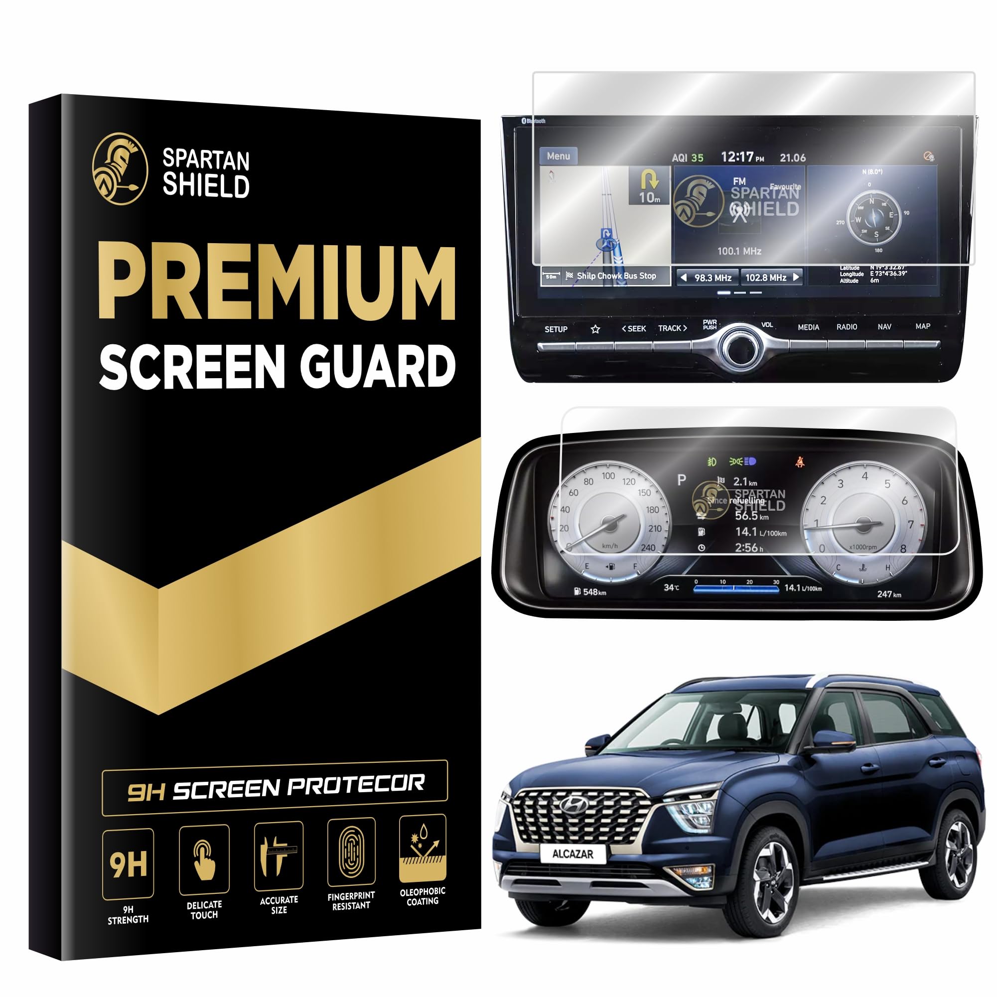 Spartan Shield ScreenGuard COMBO For HYUNDAI ALCAZAR | INFOTAINMENT SYSTEM 10.25 INCH & INSTRUMENT CLUSTER | Car Display Protector [Not Tempered Glass] (Combo) (B0CGK1BV18) Amazon Price History, Amazon Price Tracker
