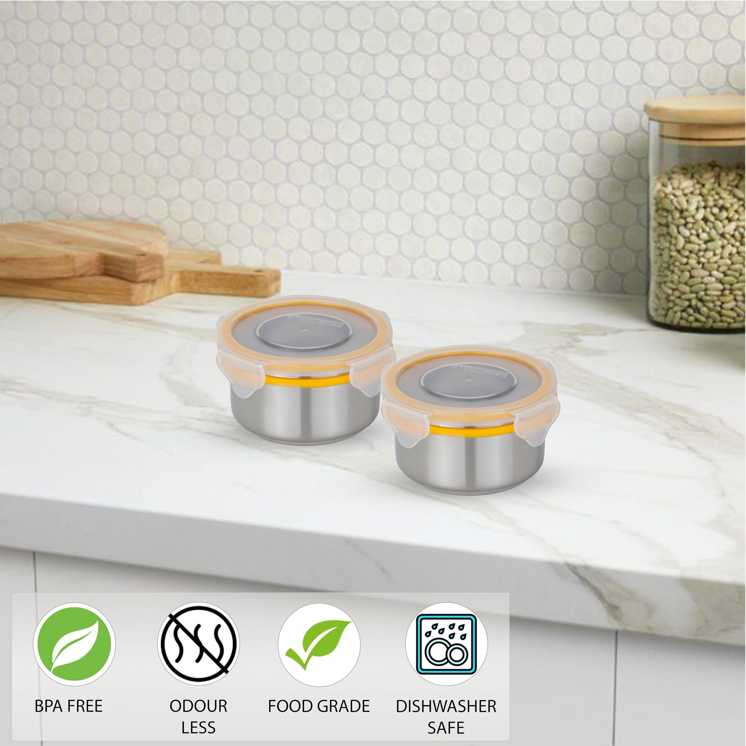 Steellock 200ml Jars - Airtight Food Storage Set -3