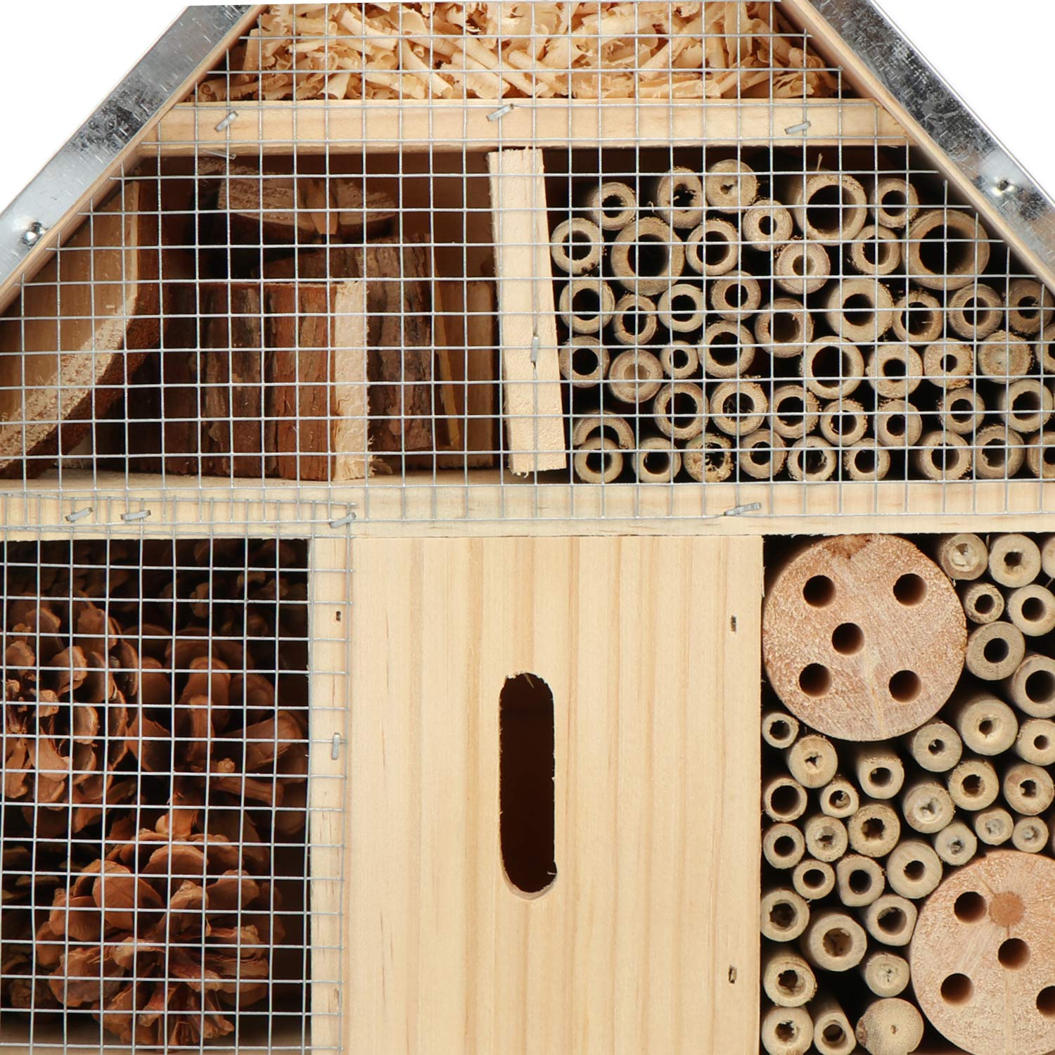 com-four® Hotel de Insectos de Madera - Hotel de Abejas para Insectos voladores, Mariquitas, Mariposas y Moscas - Casa de Insectos para Colgar (01 Pieza - 29x28x8cm)