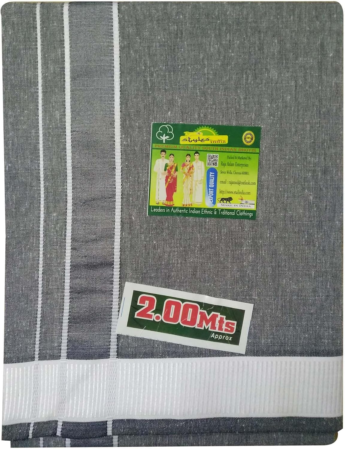Cotton Single Layer Colored Dhoti 1.8 Meters Length Lungi Sarong With Resham Designer Border Dhotis