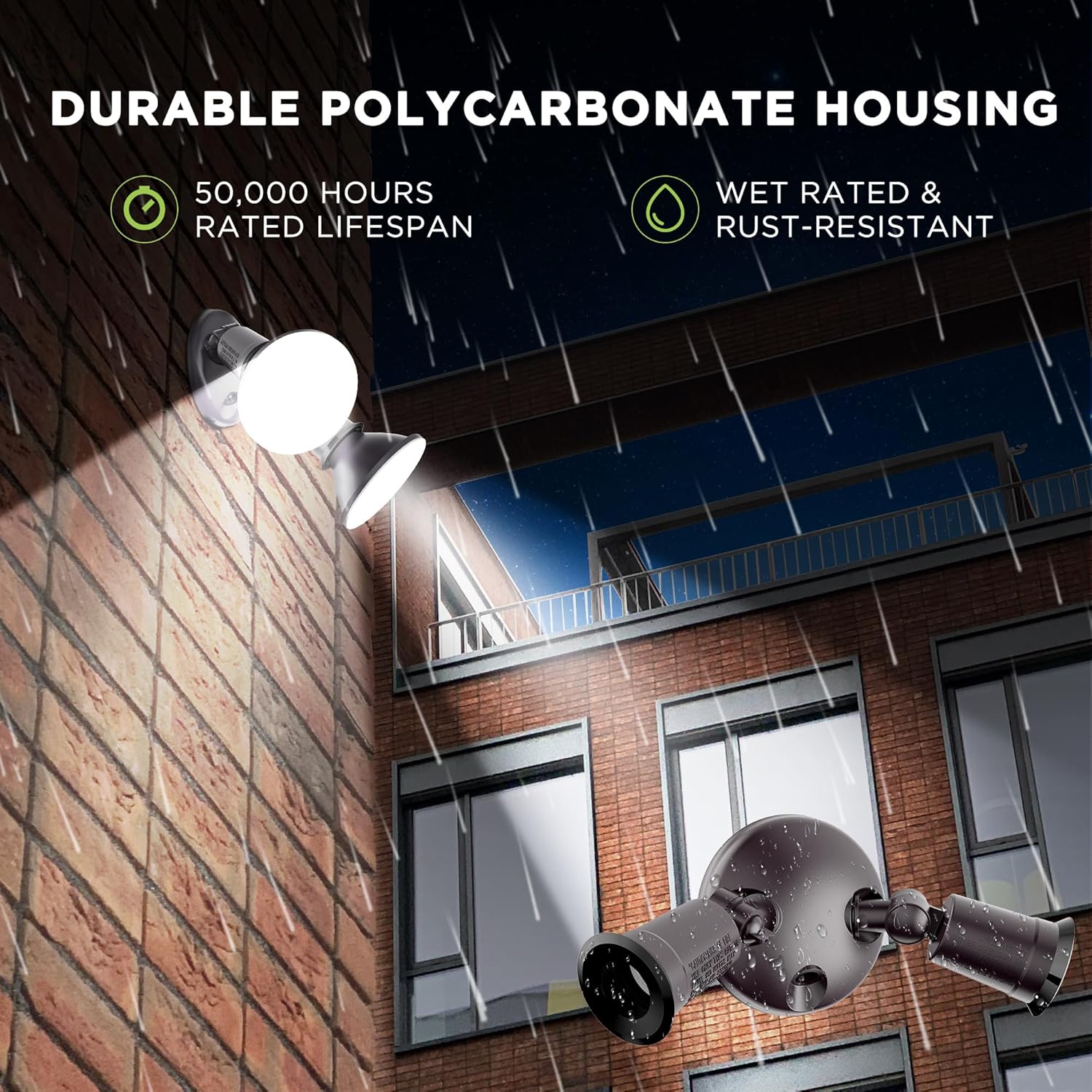 Two Head Par Light Holder with Dusk to Dawn Photocell UL Listed Outdoor Flood Light For Safety & Security 120V Twin Par Holder Use 2 PAR38 Bulbs up to 150W Each (Bulb sold separately) 1 Pack Bronze