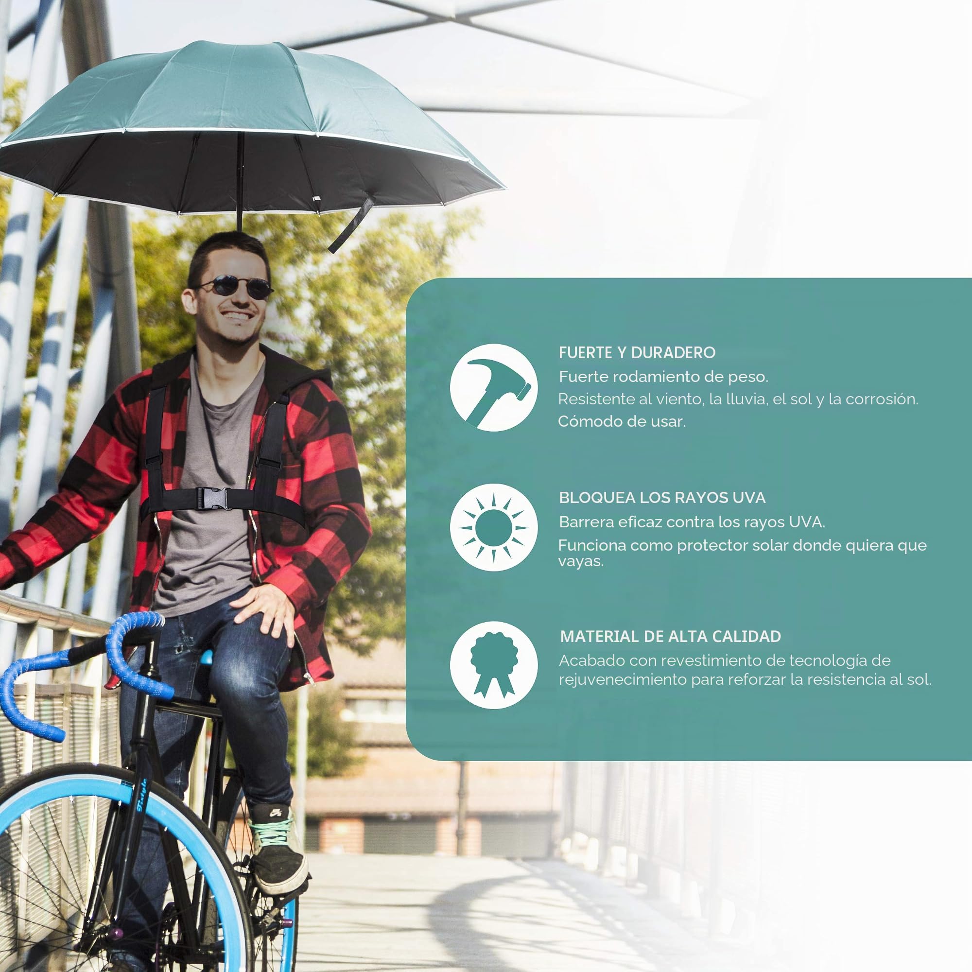 Primo Supply Paraguas manos libres, bloqueador de lluvia y sol, pesca, uso al aire libre, correr, trotar, obtener sombra y evitar tardes calientes al aire libre y quemaduras solares UV | Verde