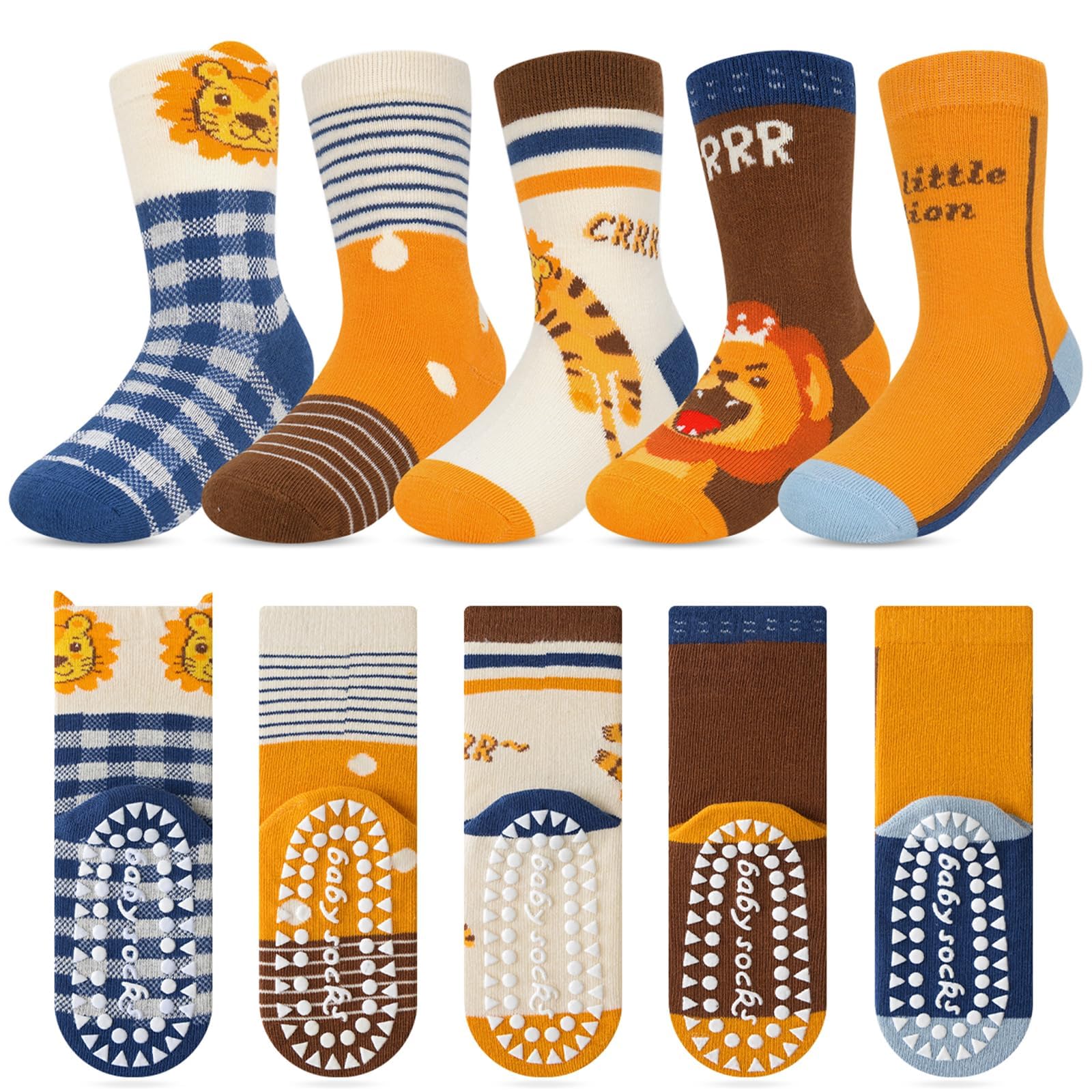 Kyopp 5/10 Paia Calzini per Bambini e Ragazze e Ragazzi Divertenti Calzini Animali in Cotone Unisex per Crew Socks 21-37