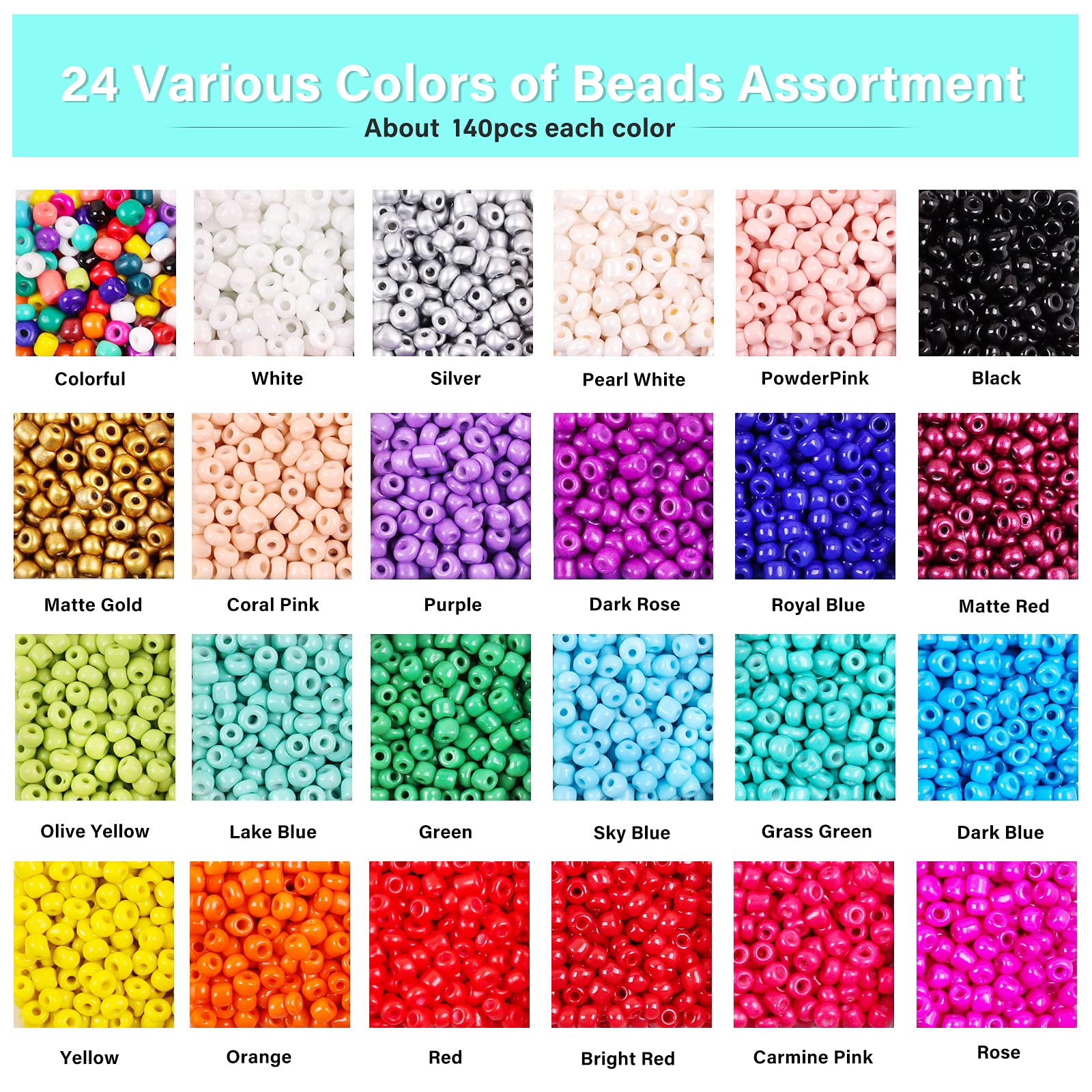 Yholin Glass Seed & Pony Beads Jewelry Kit, Tiny Waist Letter Beads for DIY Craft Gifts