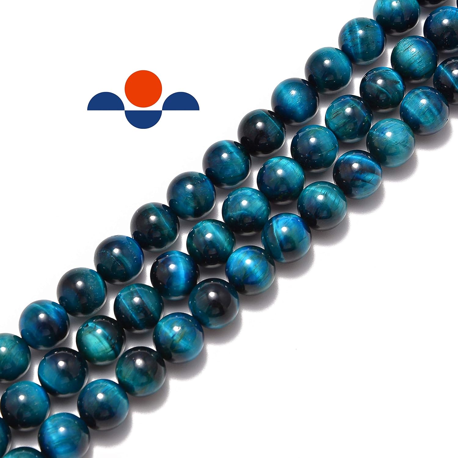 Blue Green Tiger Eye Smooth Round Size 12mm 15.5'' Strand