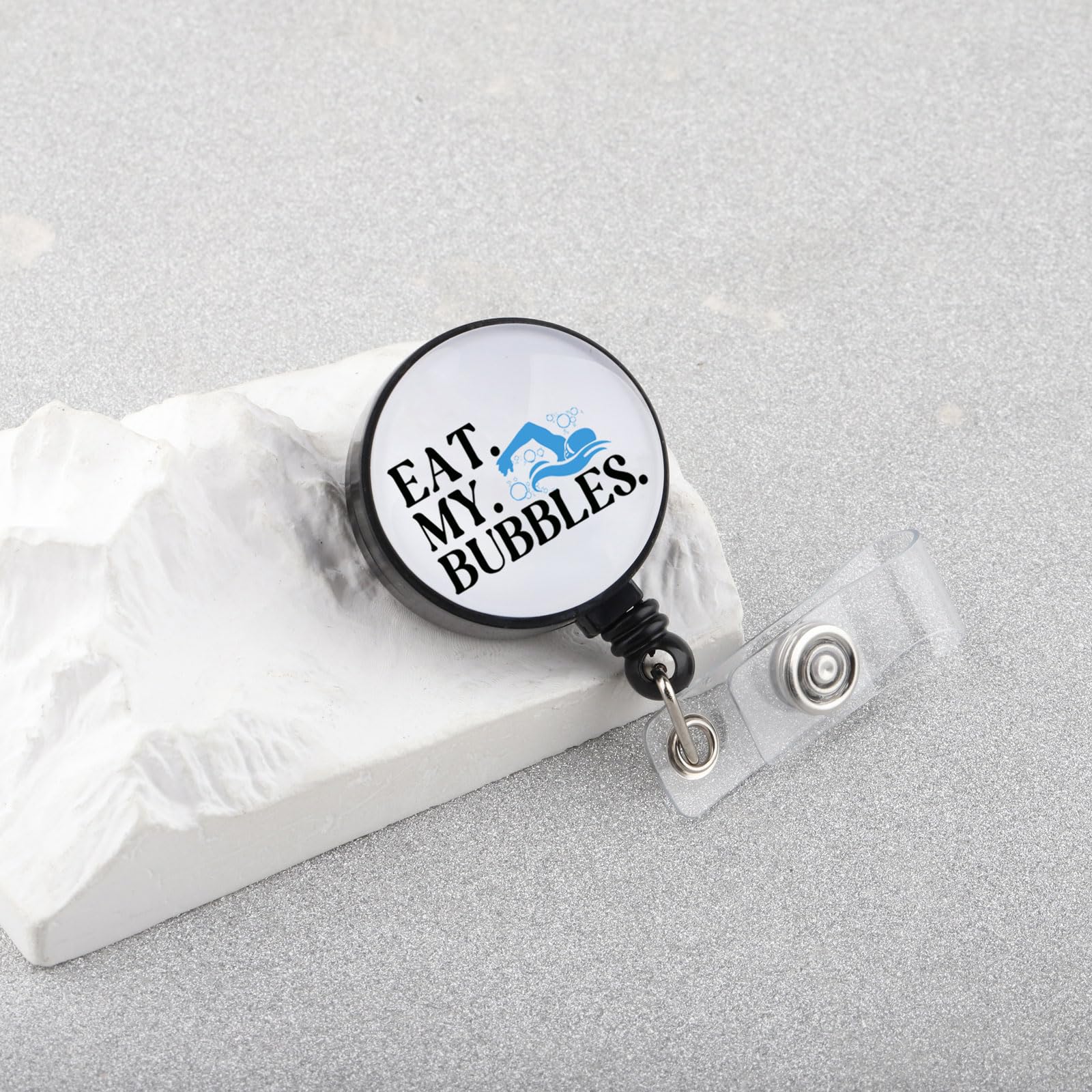 PLITI Swimming Gift Swimmer Gift Swimming Coach Gifts Swim Team Gifts Eat My Bubbles Swim Badge Reel for Nurse Doctor (eat Bubbles badgeU) - Image 3