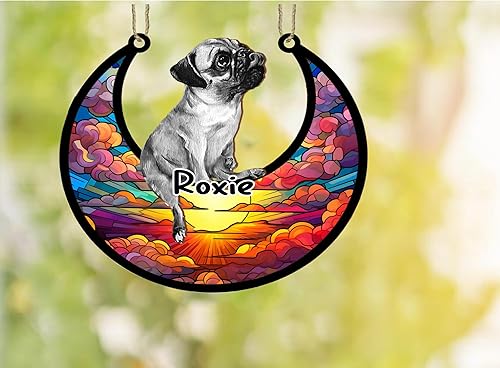 Vista 183 de LOVELYPOD Adorno de Navidad personalizado de perro pastor alemán, atrapasoles conmemorativo, adorno de Navidad de pastor alemán con nombre, pérdida