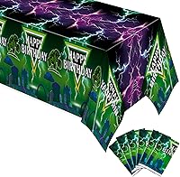 Vista 7 de Manteles de camión monstruo verde y morado – Funda rectangular desechable para baby shower, fiesta de cumpleaños de niños, decoración de mesa