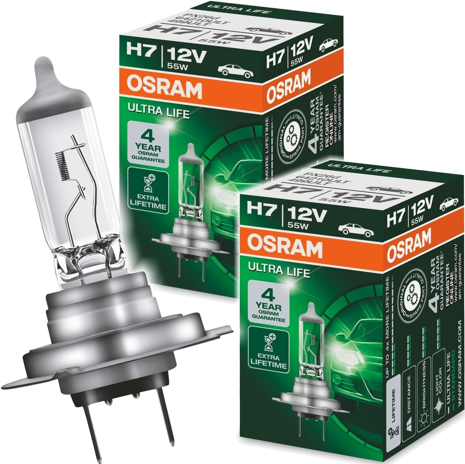 H7 Halogen Scheinwerferlampe 12V 55W, 6000K Weiß