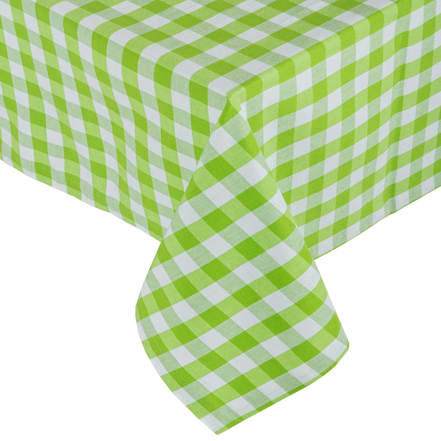 Homescapes (137 X 137 Cm, ) Block Check Cotton Gingham Tablecloth Green
