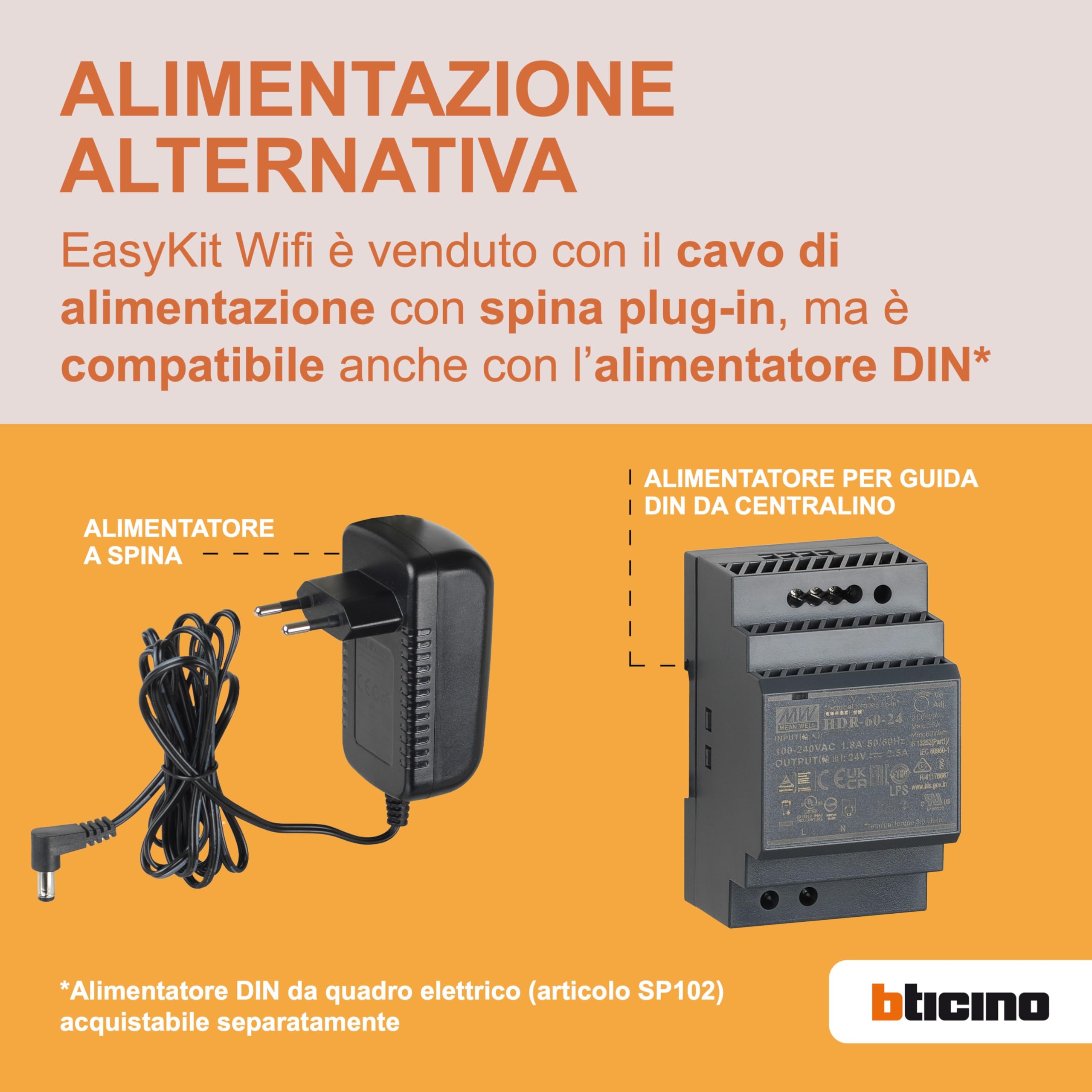 BTICINO 310913 Videocitofono Easykit WiFi, Kit Monofamiliare Espandibile, Senza Fili, Monitor Smart 7" a Colori, Pulsantiera con Visione Notturna, Controllo Accessi da Smartphone, App Home+Security