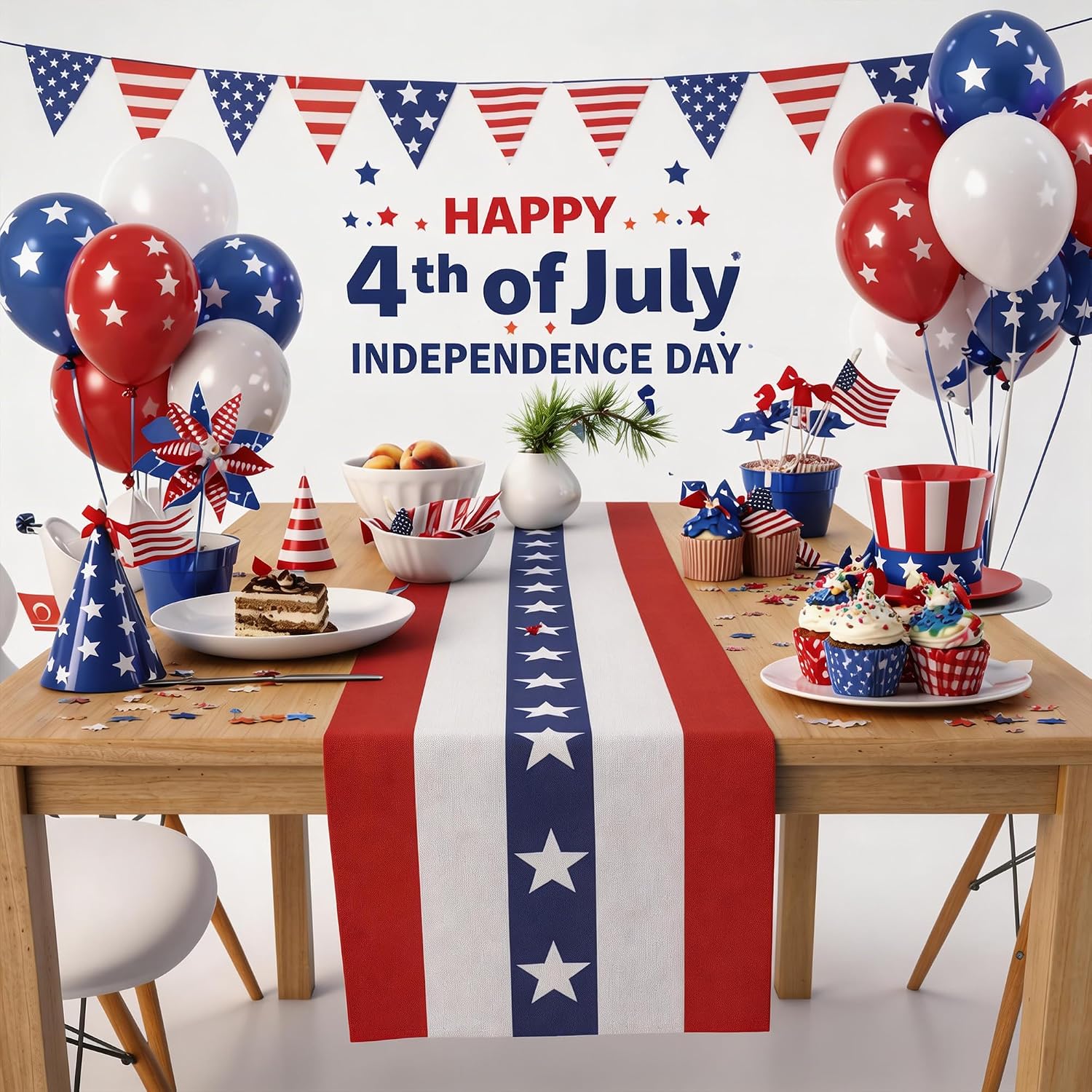 4th of July Decorations - Patriotic USA Stars Table Runner for 250th Anniversary Merchandise | Fourth of July Accessories for Memorial Day Home Indoor Outdoor