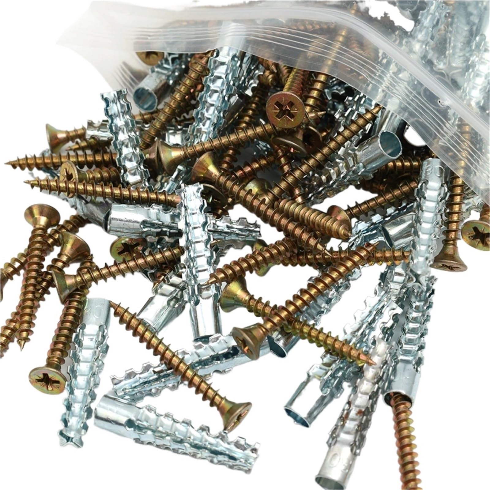 AYUWQZX Self Drilling Drywall Anchors with Screws Kit, Self Drilling Anchor Screws 200 Sets Steel Expansion Anchors
