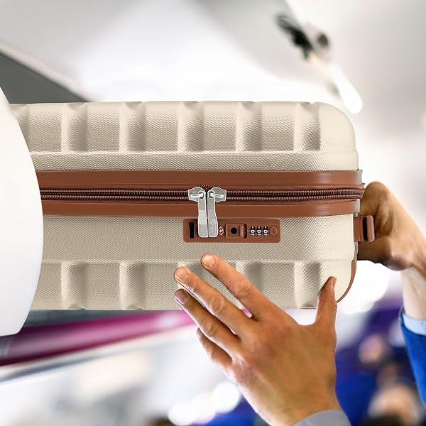 Flight Knight Bagage Cabine Leger a 4 Roues en ABS Rigide Approuve par Plus De 100 Compagnies Aeriennes, Dont Lufthansa, Air France, HOP! Ryanair et easyJet - 45x36x20cm (TSA) Creme/Marron - 5