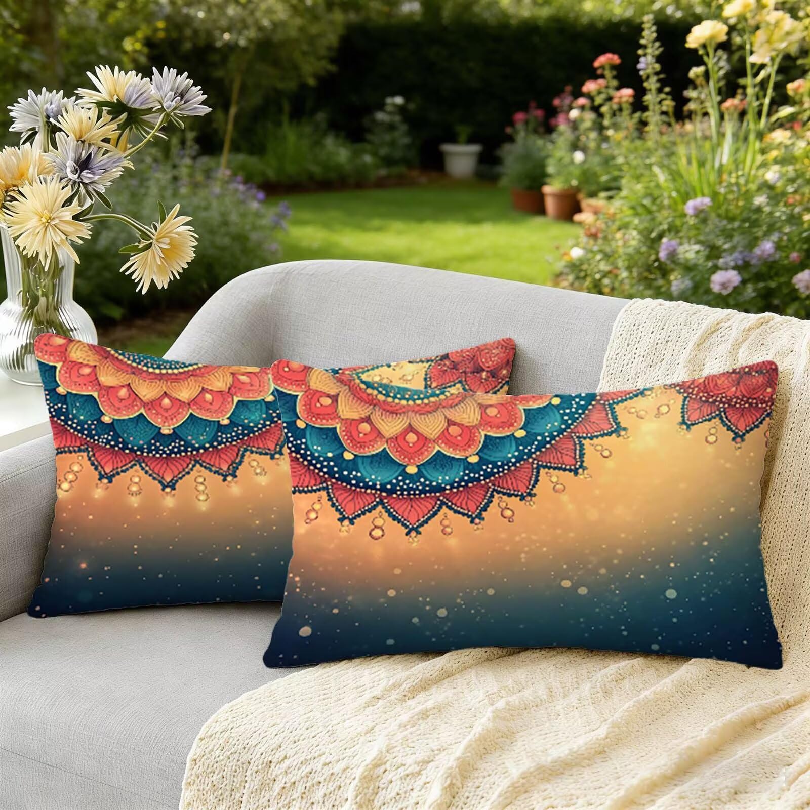 Housse coussin 40x80 lot de 2 coussin extérieur étanche canapé