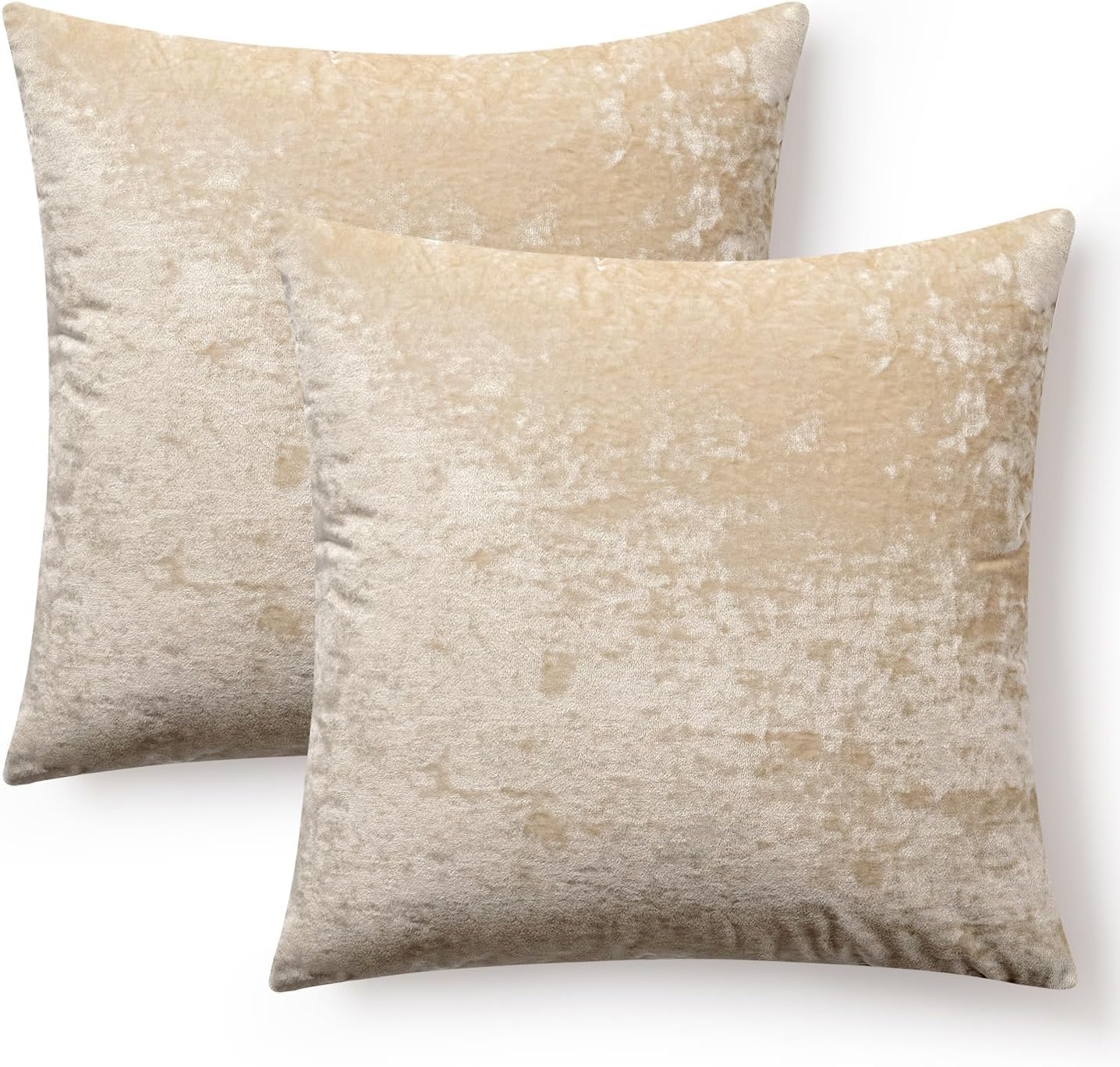 MIULEE Velvet Throw Pillow Covers Set of 2, Soft Neutral Decorative Pillow Cases with Luxurious Textured Vintage Cushion Covers for Home Decor Couch Sofa Bed,Beige 20x20 inch