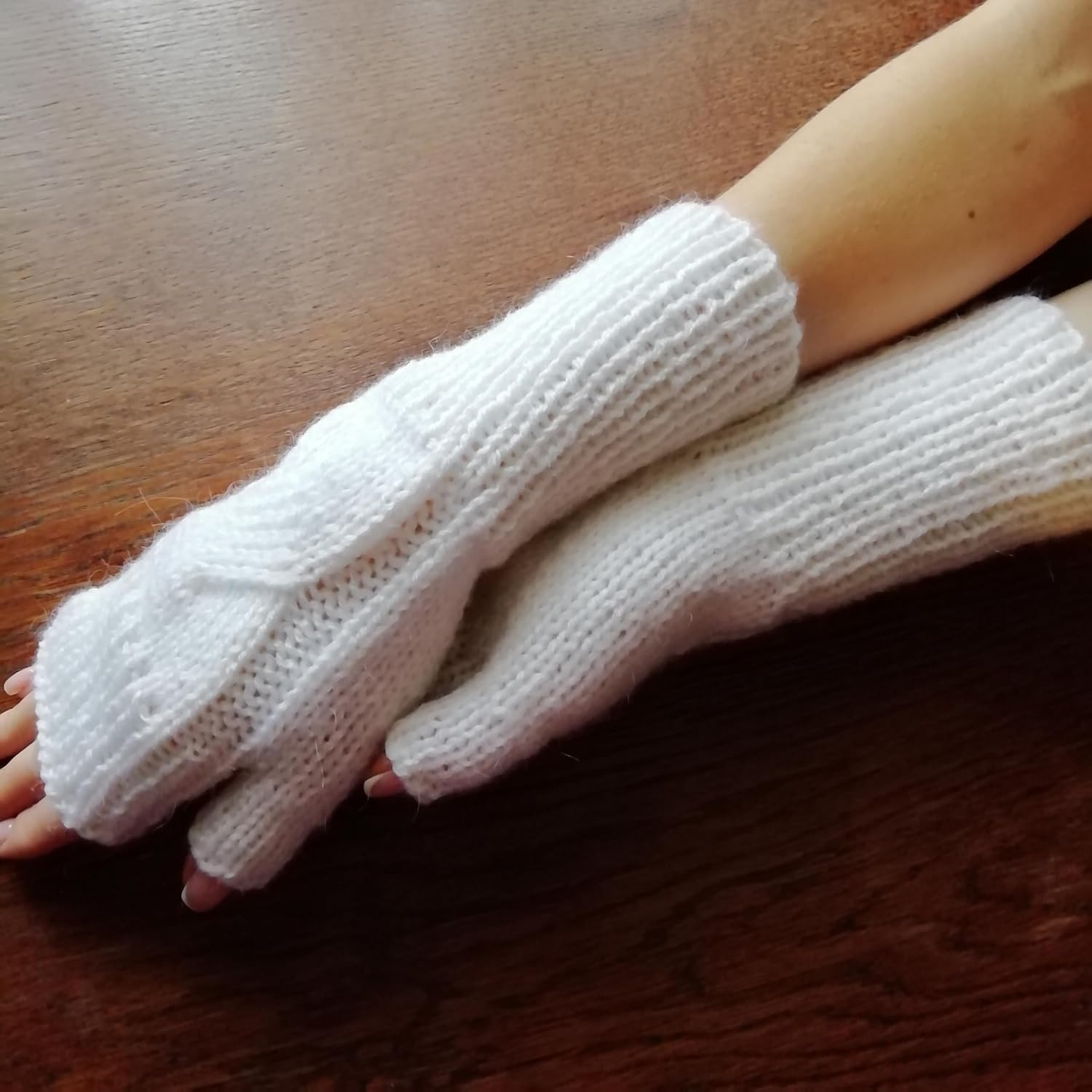 Mittens Soft Warm Fingerless Gloves Women Cozy Winter Cable Knit Hand Warmers Hand Knitted Cold Weather, Typing, Texting