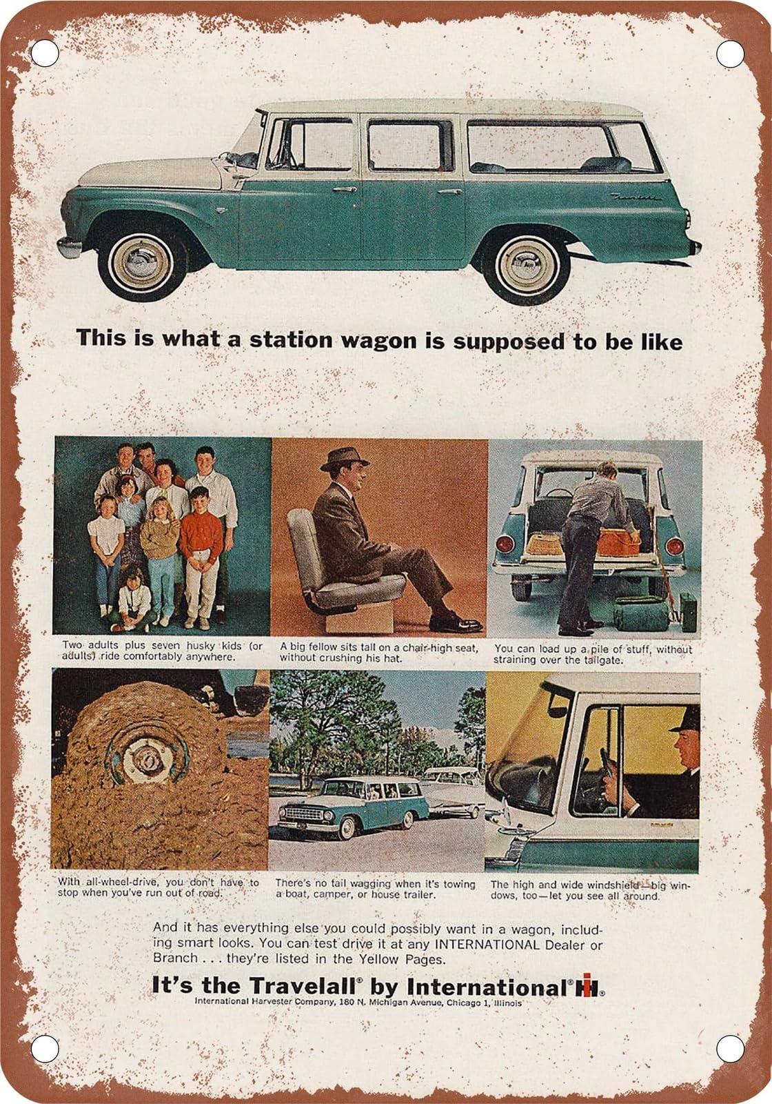 Miaomansenstore Metal Sign - 1964 International Vintage Ad 03 - Old Retro Rusty Look Home Decor