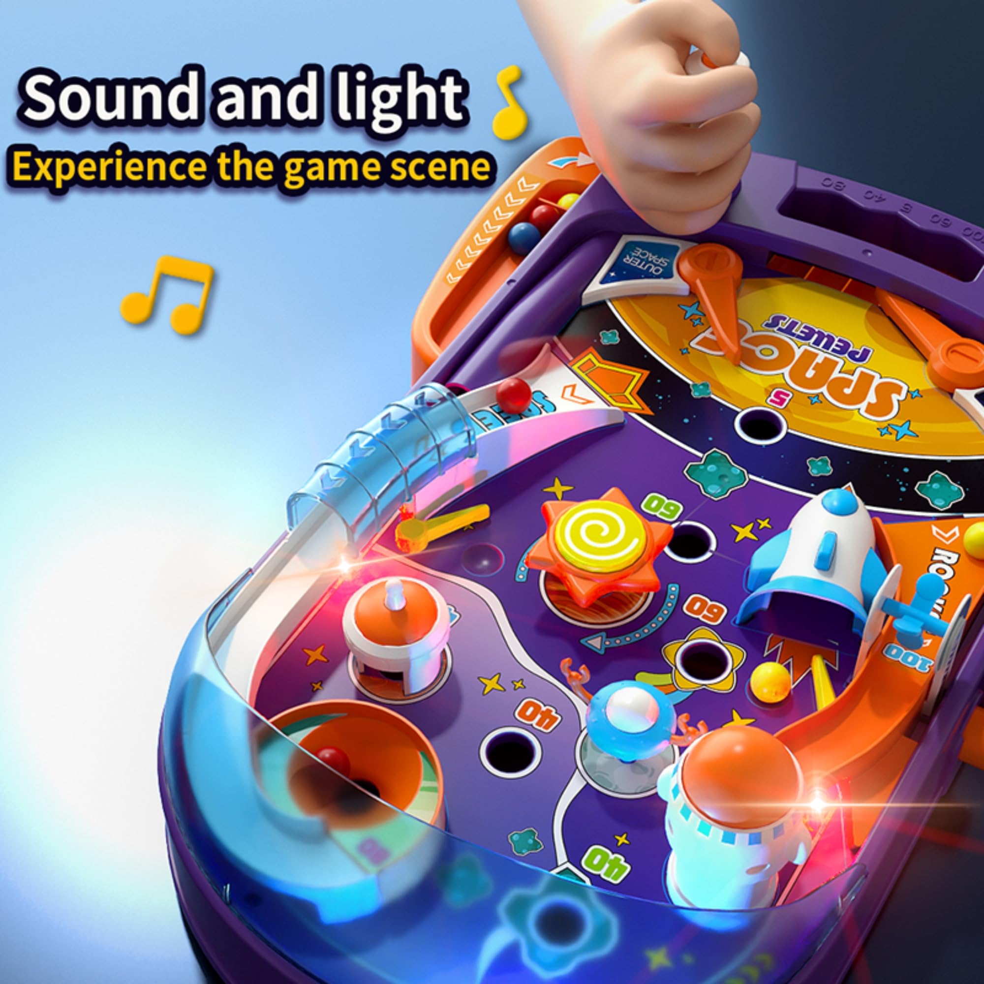 Máquina de pinball espacial (con luz y música)