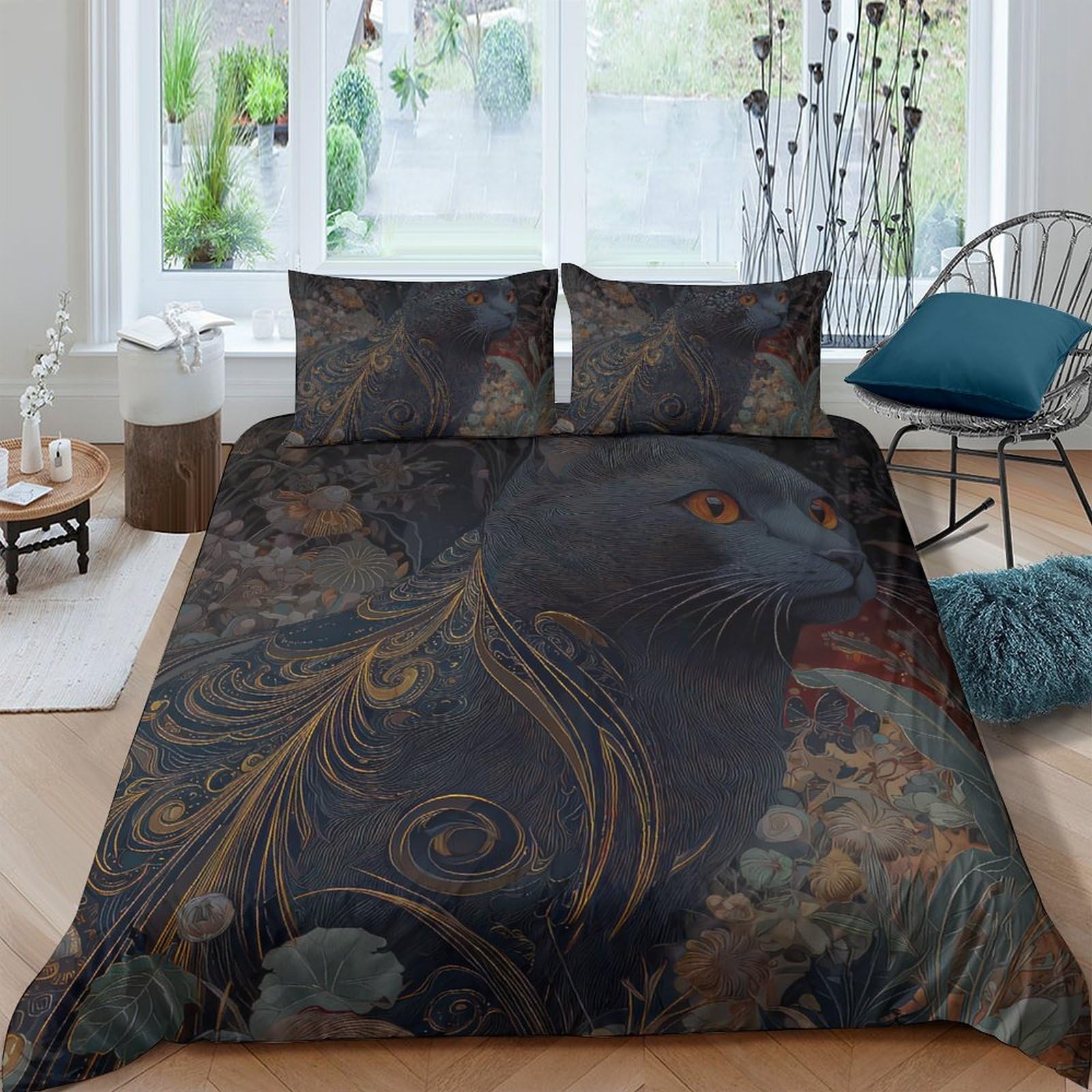 Ctjqhvkz Style-8 3D Printed Dark Peacock Feather Fitted Sheet Microfiber Soft Decorative Abstract Bed Cover For Bedroom Guest Room Single（135X200cm）