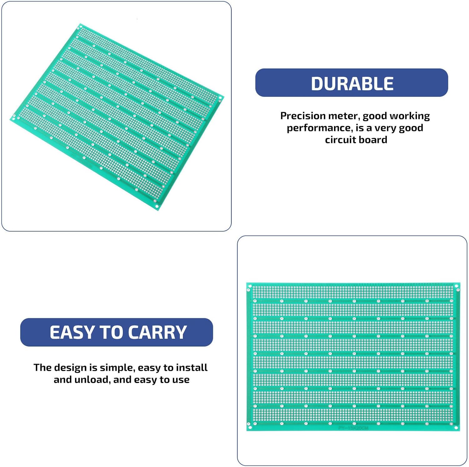 Universal Circuit Board with Soldering Holes, Copper Fiberglass Green
