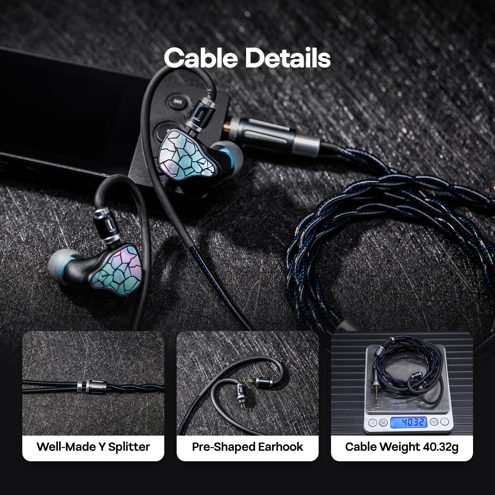 Linsoul Thieaudio Midnix IEM Cable, Cobre de Cristal Único 2 Núcleos 6N, Conectores Dobles de 3,5 mm/4,4 mm, Litz Tipo 4, 1,2 m 0,78 mm 2Pines, Cable de Repuesto para Auriculares de Grado Profesional