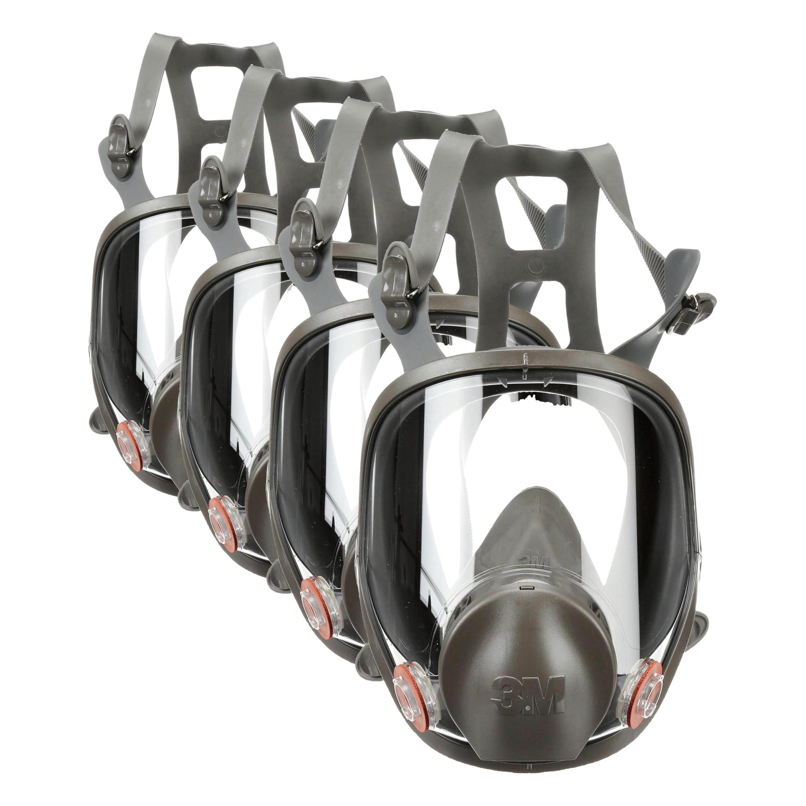 3M Full Facepiece Reusable Respirator 6700 NIOSH Large Lens ANSI High Impace Eye Protection Silicone Face Seal Four-Point Harness Comfortable Fit Painting Dust Chemicals Small Pack of 4 product thumbnail 3