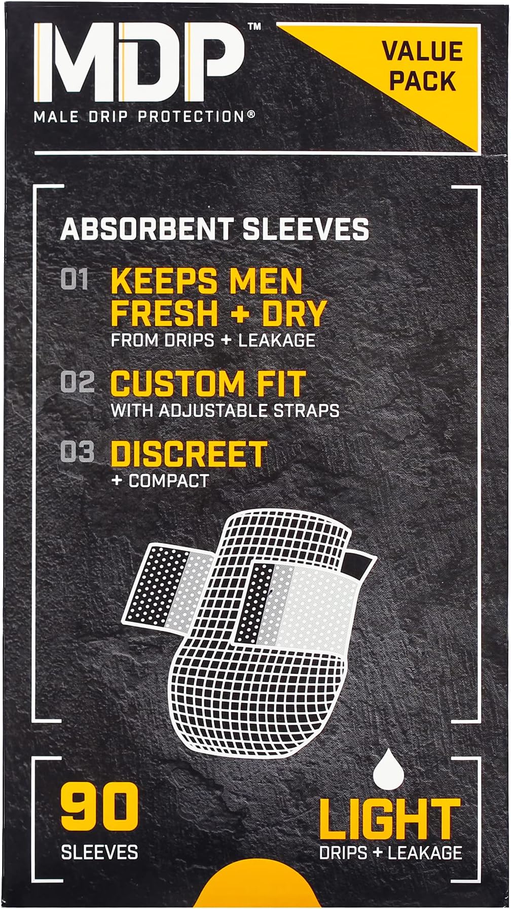 MDP Incontinence Pads for Men - Drip Protection Absorbent Sleeves (90 Pack) - Mens Pads for Urinary Incontinence - Guards for Men Stay Dry with Discreet and Comfortable Drip Protection